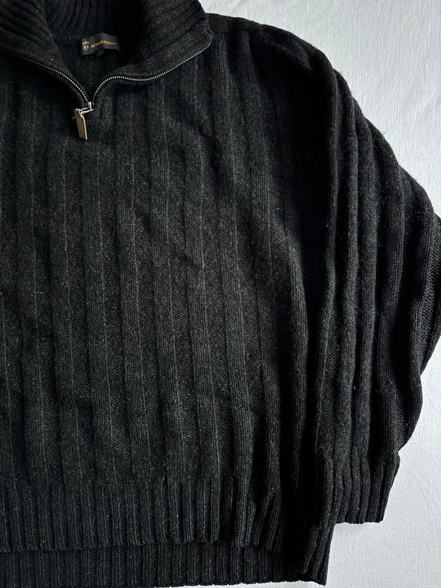 🧶 Pulover Vintage Gri Închis Quarter - Zip – Mărime L - anbracaminte