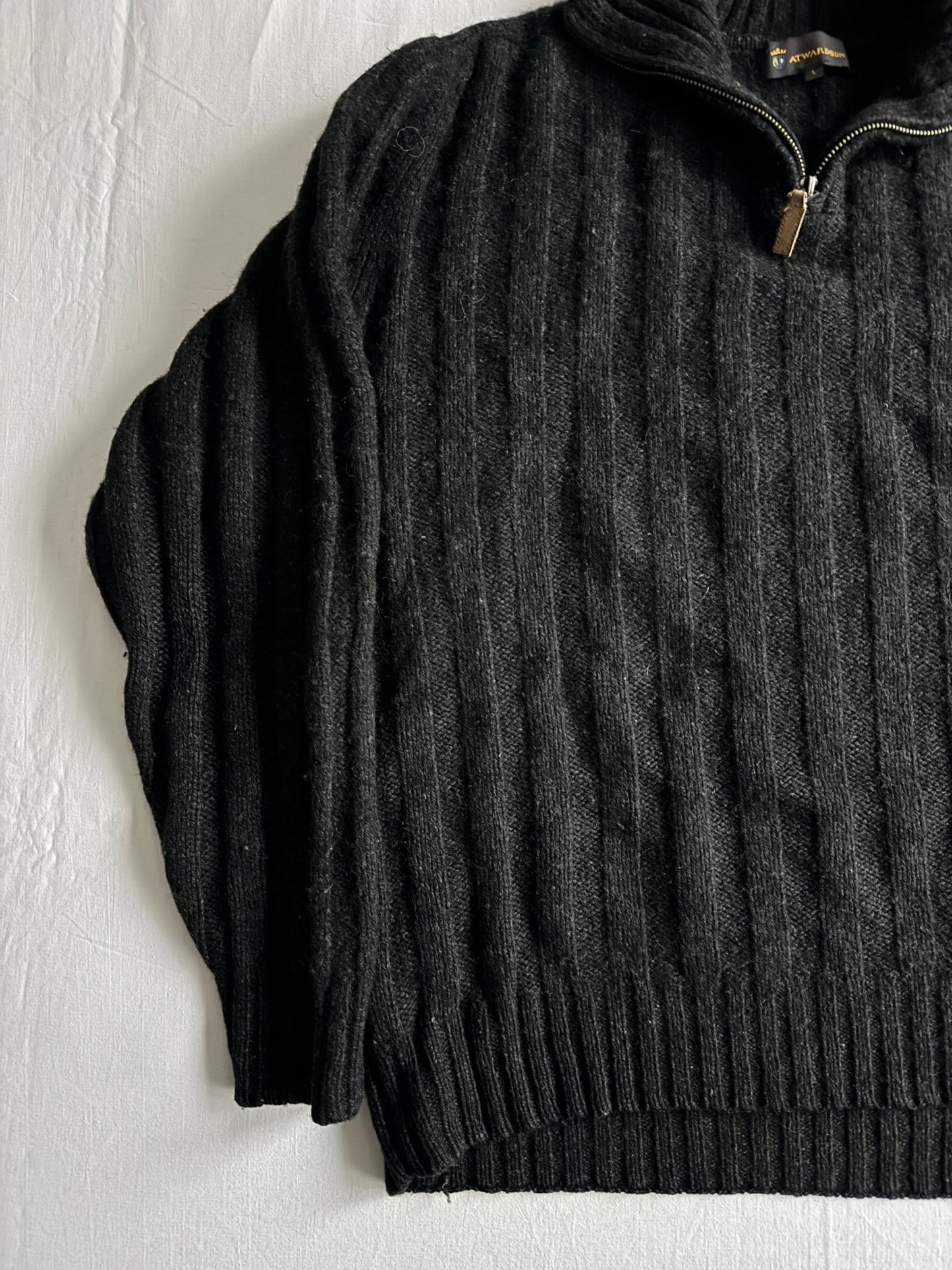 🧶 Pulover Vintage Gri Închis Quarter - Zip – Mărime L - anbracaminte