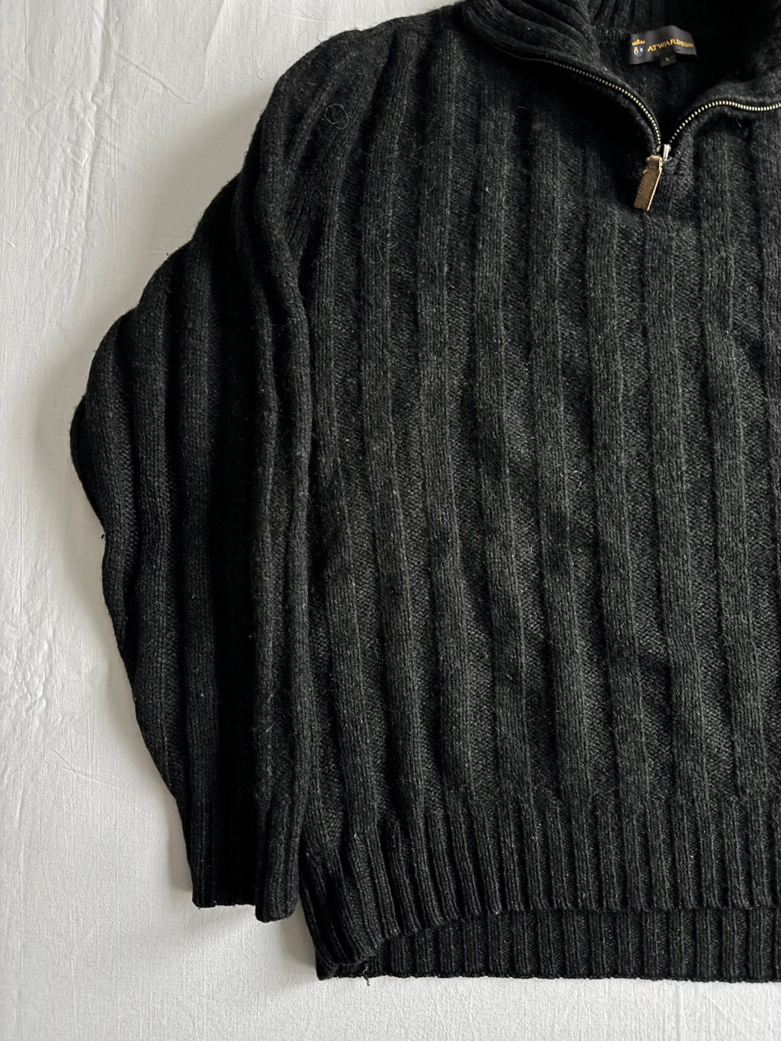 🧶 Pulover Vintage Gri Închis Quarter - Zip – Mărime L - anbracaminte