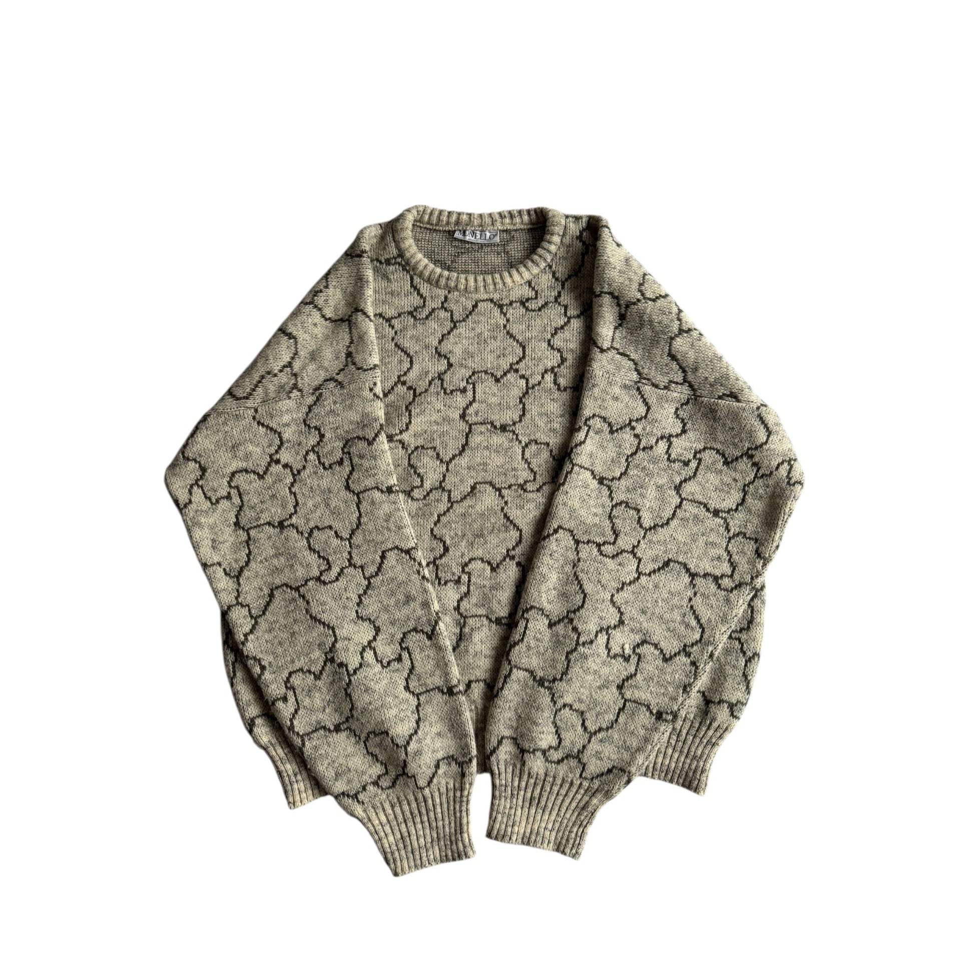 🧶 Pulover Vintage Gri Texturat din Blend de Lână - L (50) - anbracaminte