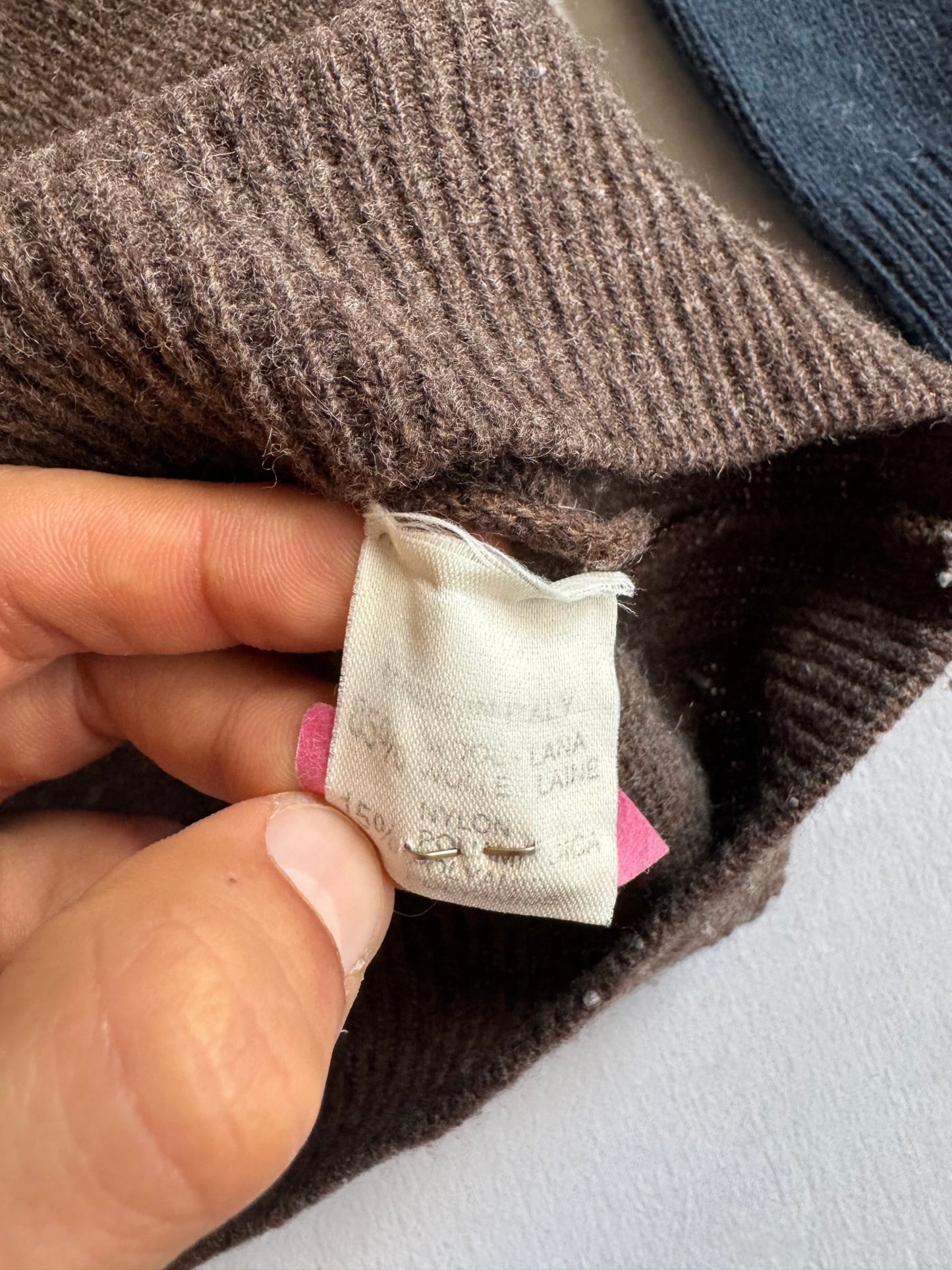 🧶 Pulover Vintage Guler Înalt cu Broderie Cartoon / Tricot Navy & Maro (Mărime 48 - M) - anbracaminte