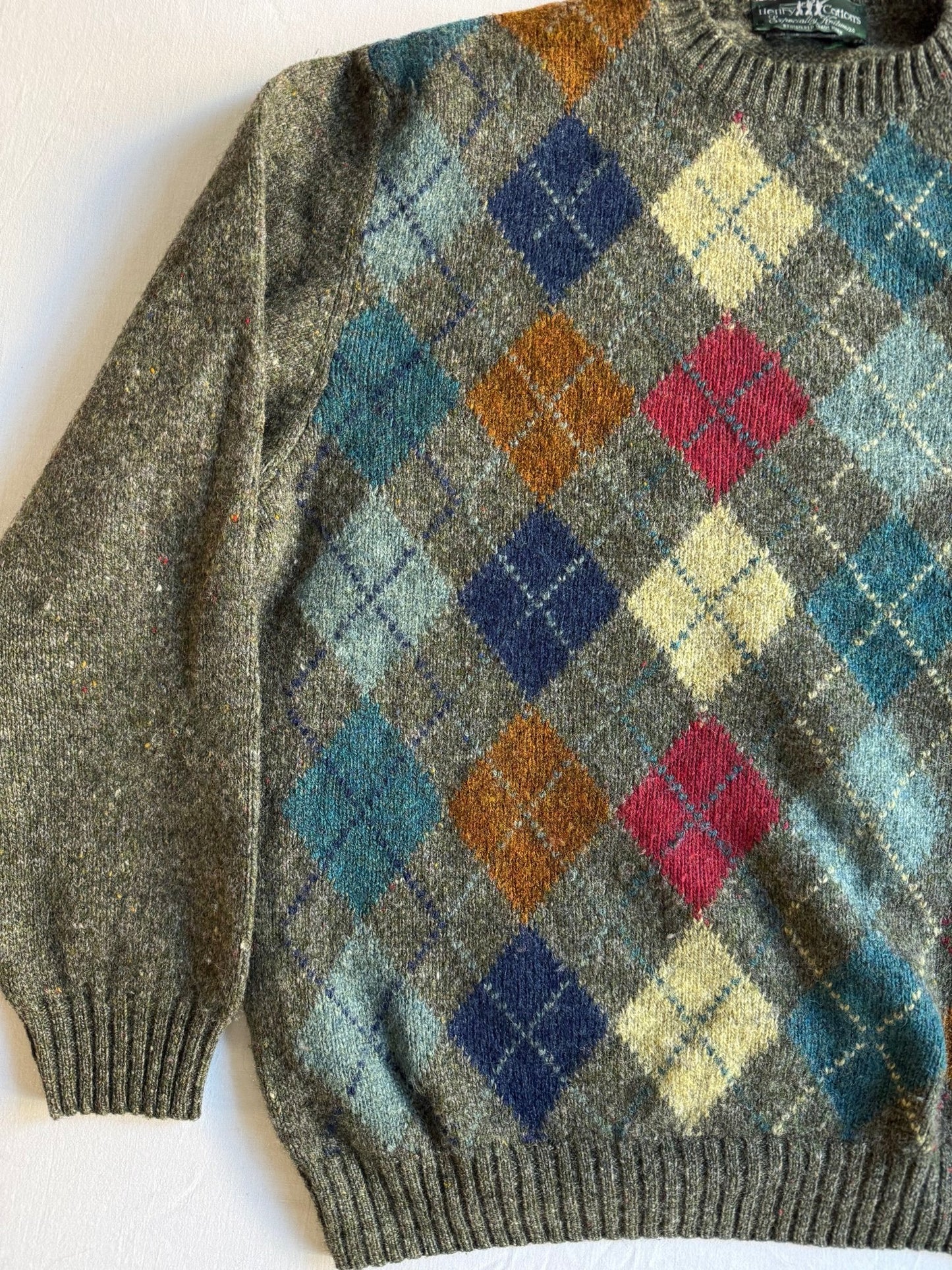 🧶 Pulover Vintage Henry Cotton’s cu Model Argyle / Shetland Wool (Mărime L) - anbracaminte