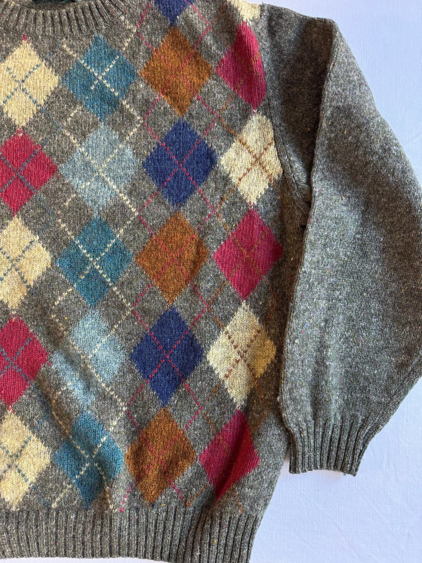 🧶 Pulover Vintage Henry Cotton’s cu Model Argyle / Shetland Wool (Mărime L) - anbracaminte