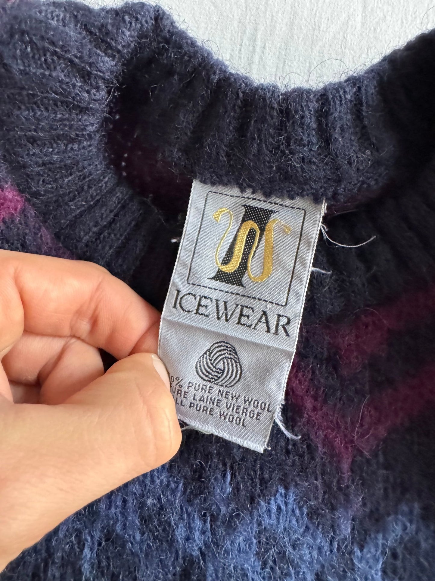 🧶 Pulover Vintage Icewear Navy – 100% Lână | Mărimea M - anbracaminte
