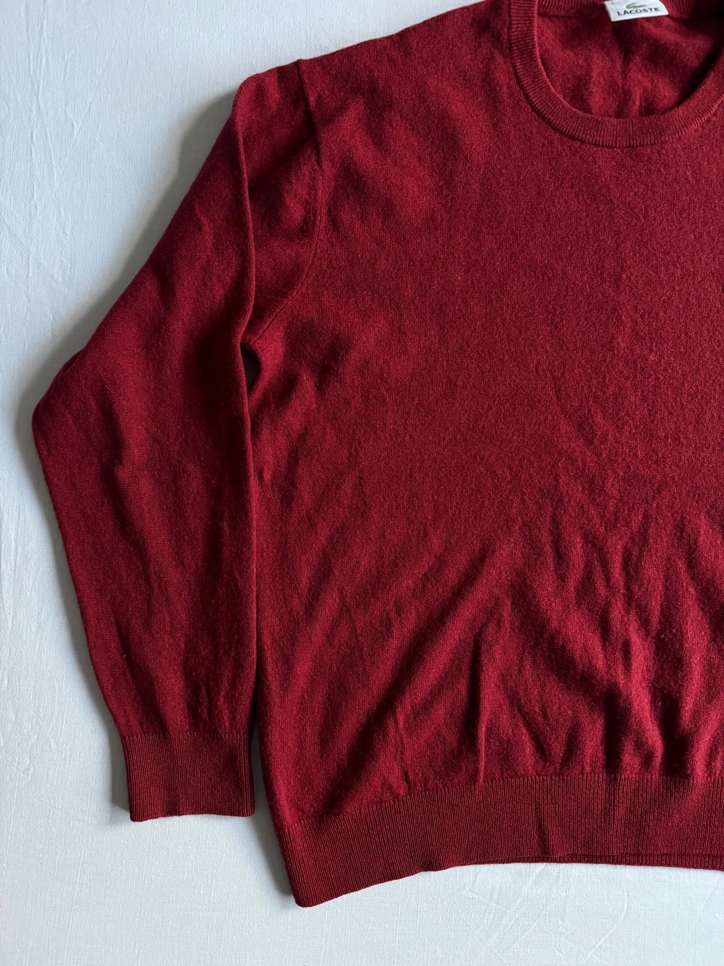 🐊 Pulover Vintage Lacoste / Burgundy (Mărime 7 - L bărbați) - anbracaminte
