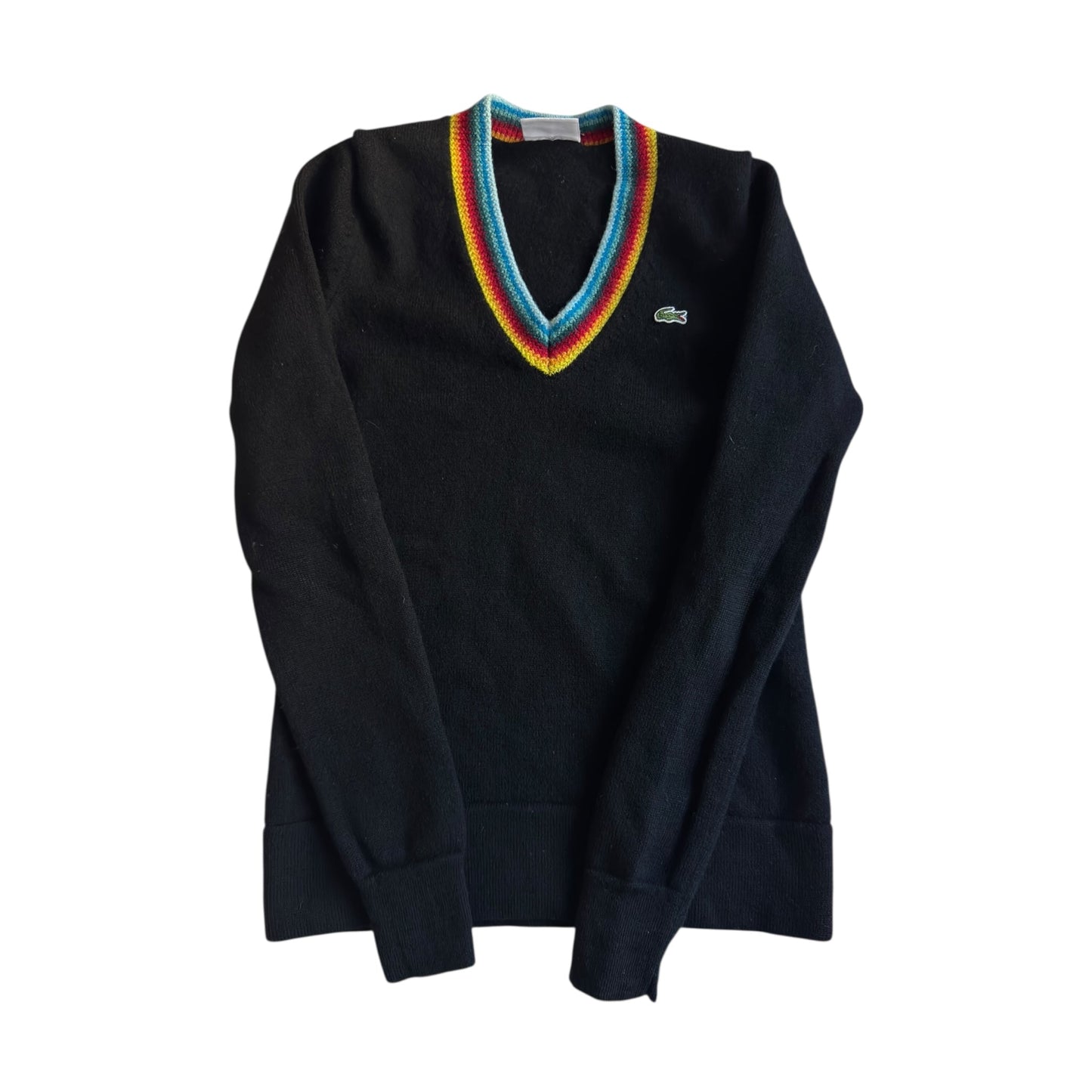🐊 🧶 Pulover vintage Lacoste V - neck negru – mărimea S femei - anbracaminte