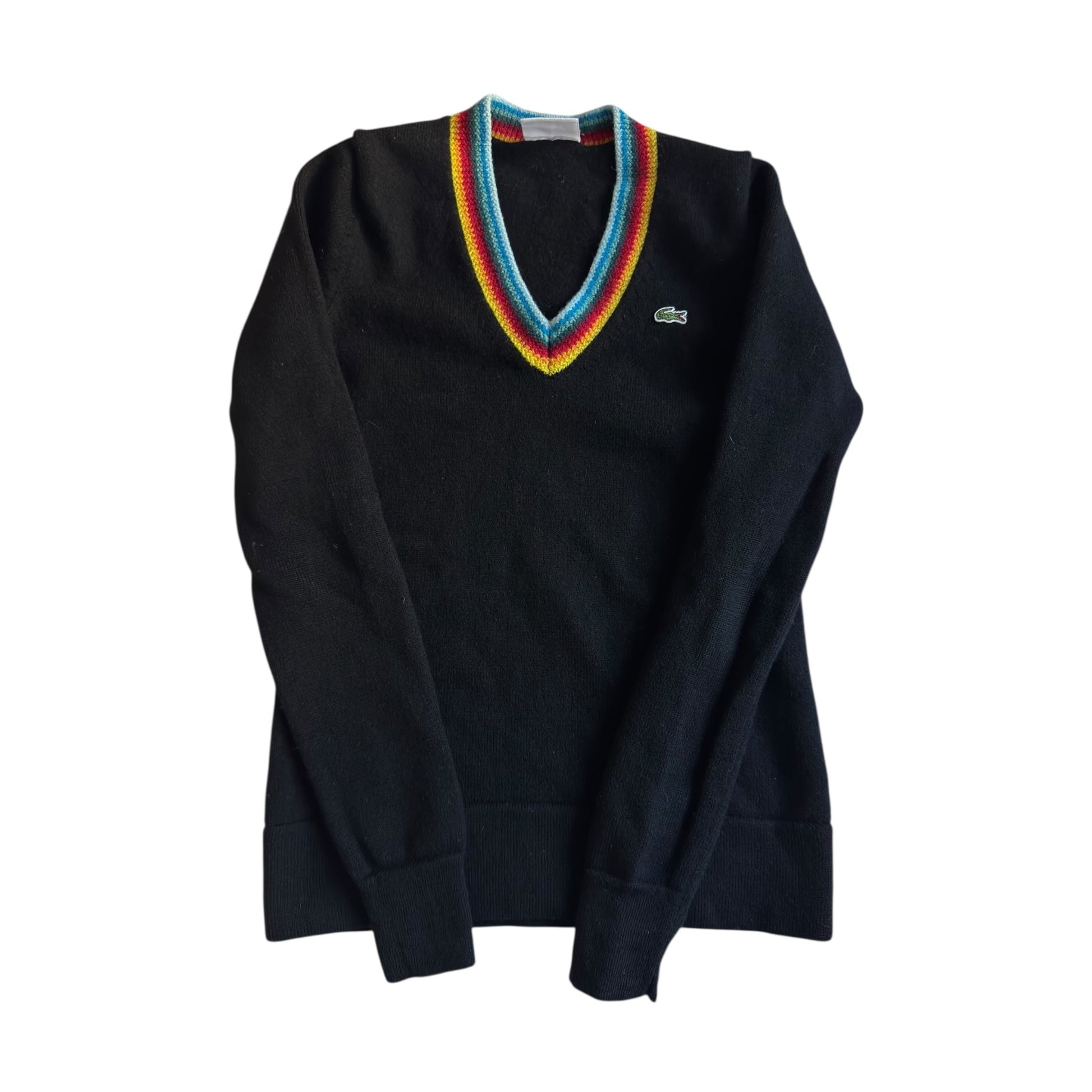 🐊 🧶 Pulover vintage Lacoste V - neck negru – mărimea S femei - anbracaminte