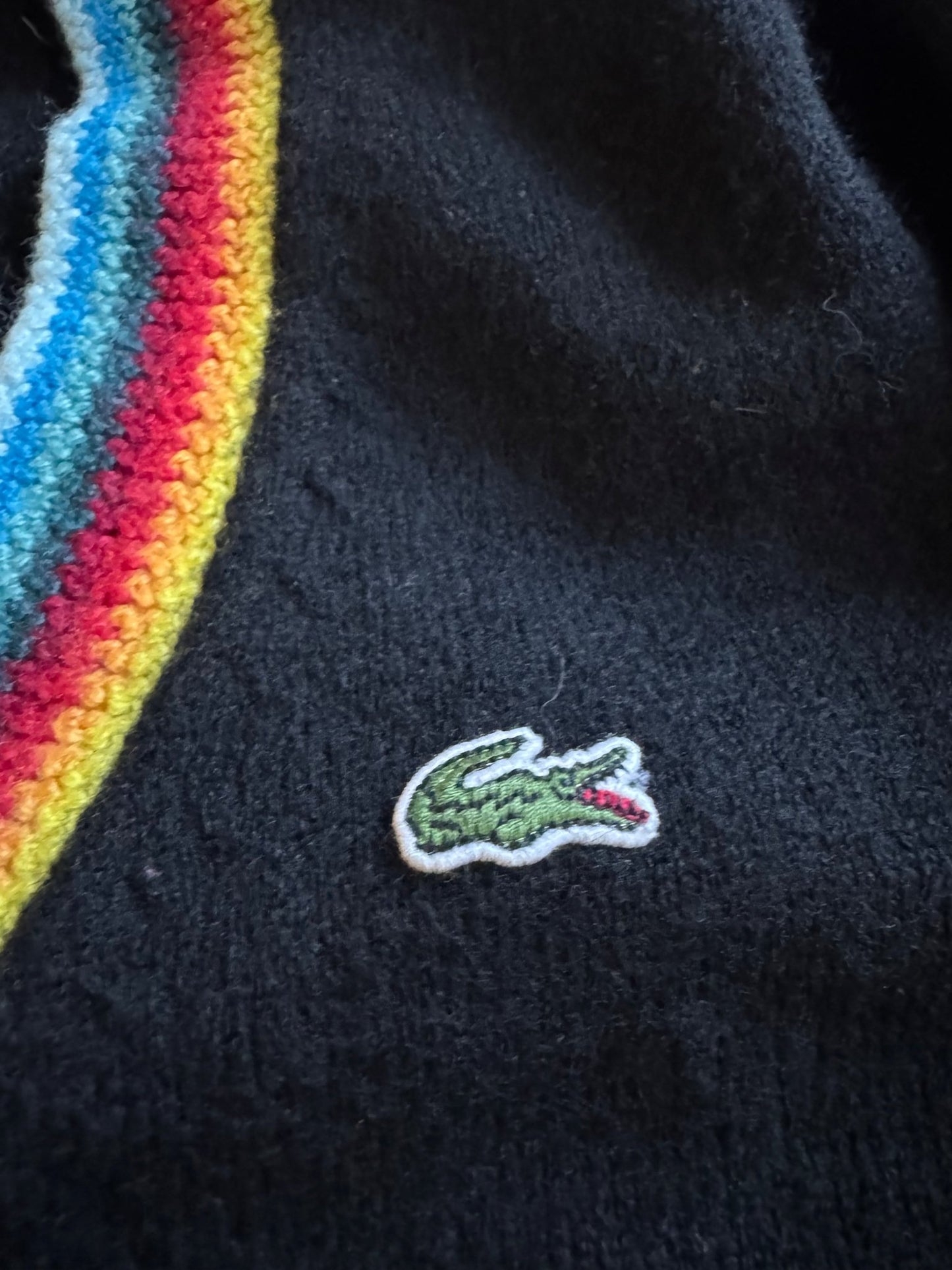 🐊 🧶 Pulover vintage Lacoste V - neck negru – mărimea S femei - anbracaminte
