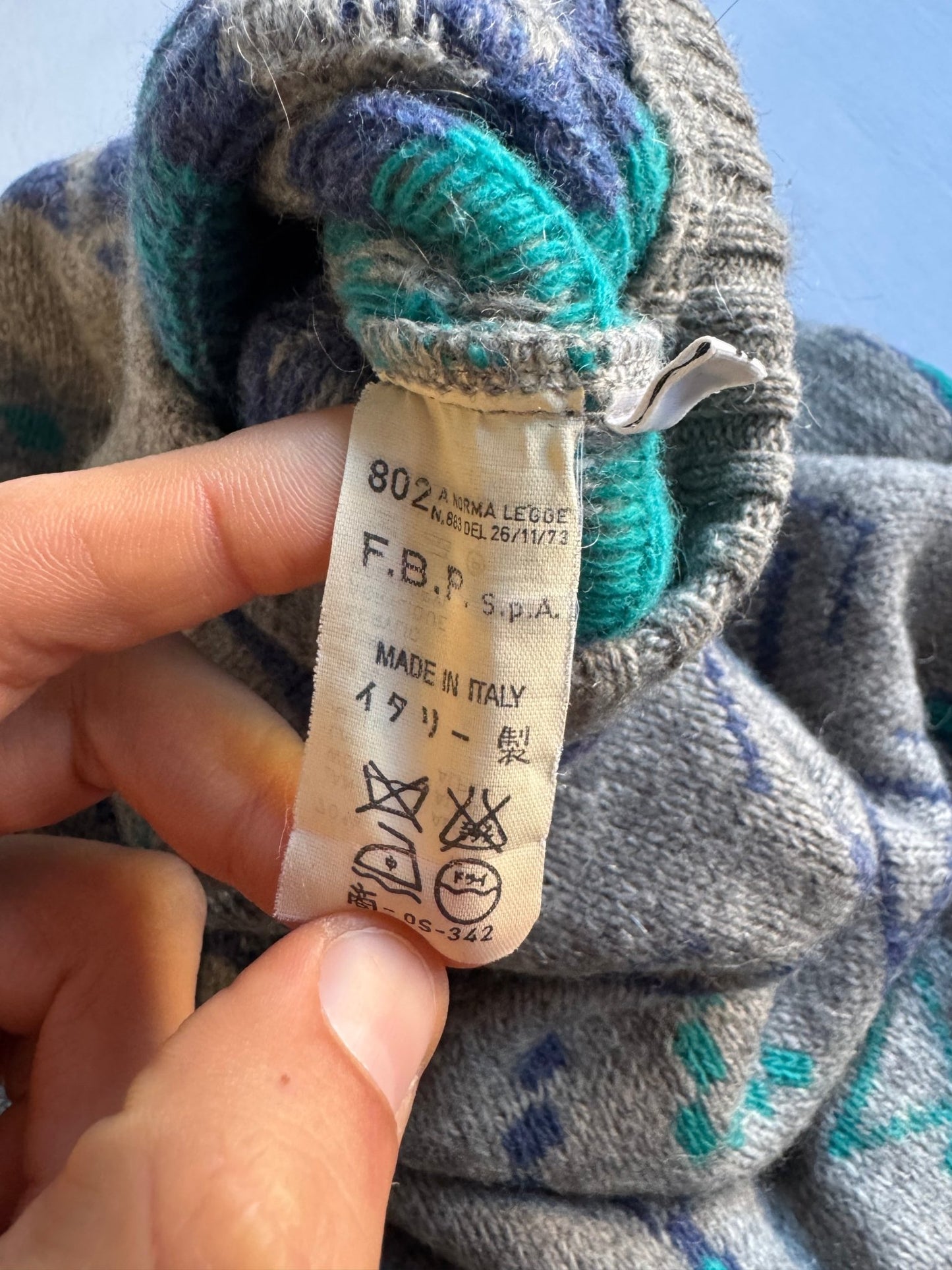 🐴 Pulover Vintage Les Copains Gri cu Motive Etnice / Lână & Alpaca (Mărime 48 - M) - anbracaminte