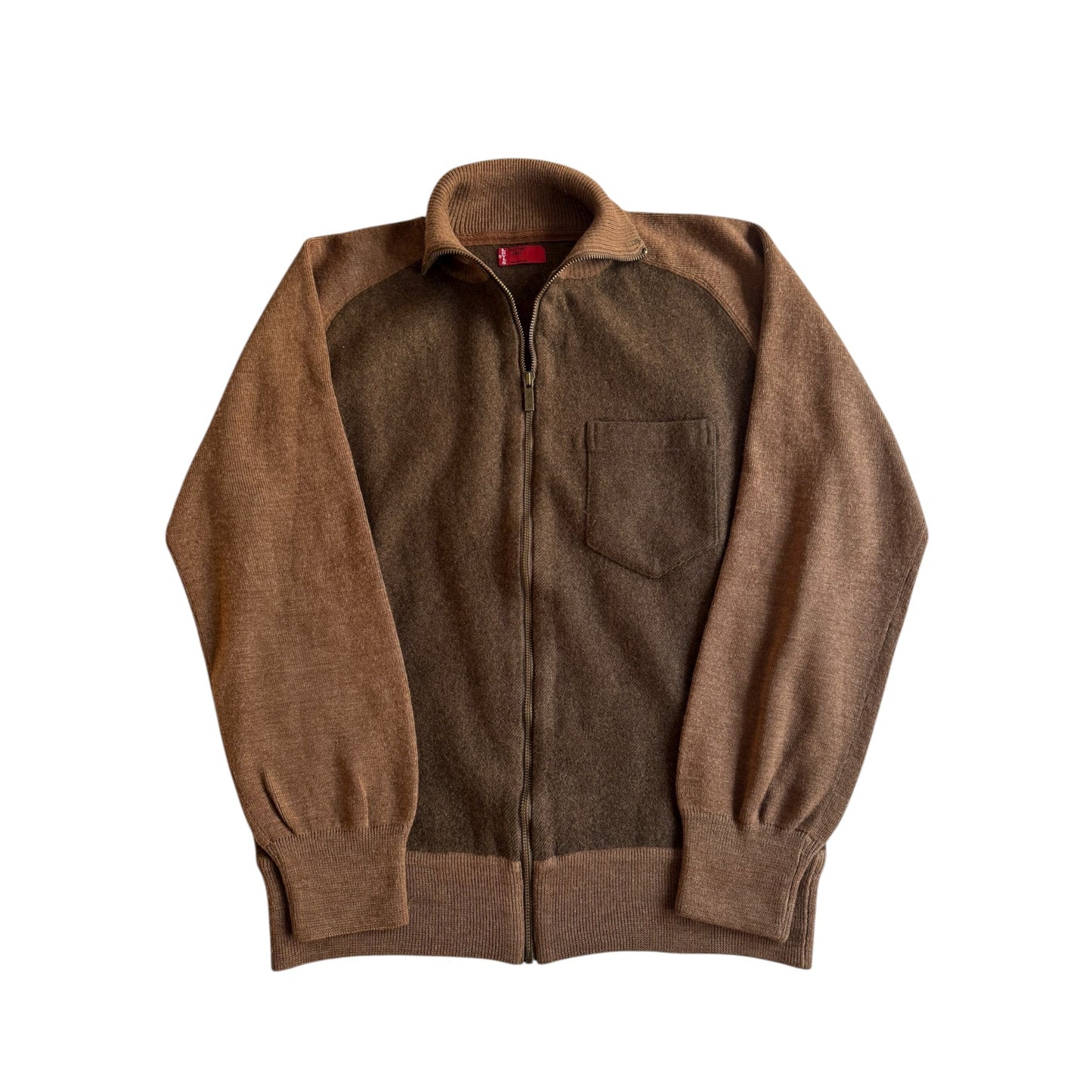 🧶 Pulover Vintage Levi’s Maro cu Fermoar și Buzunar pe Piept (Mărime L Femei) - anbracaminte