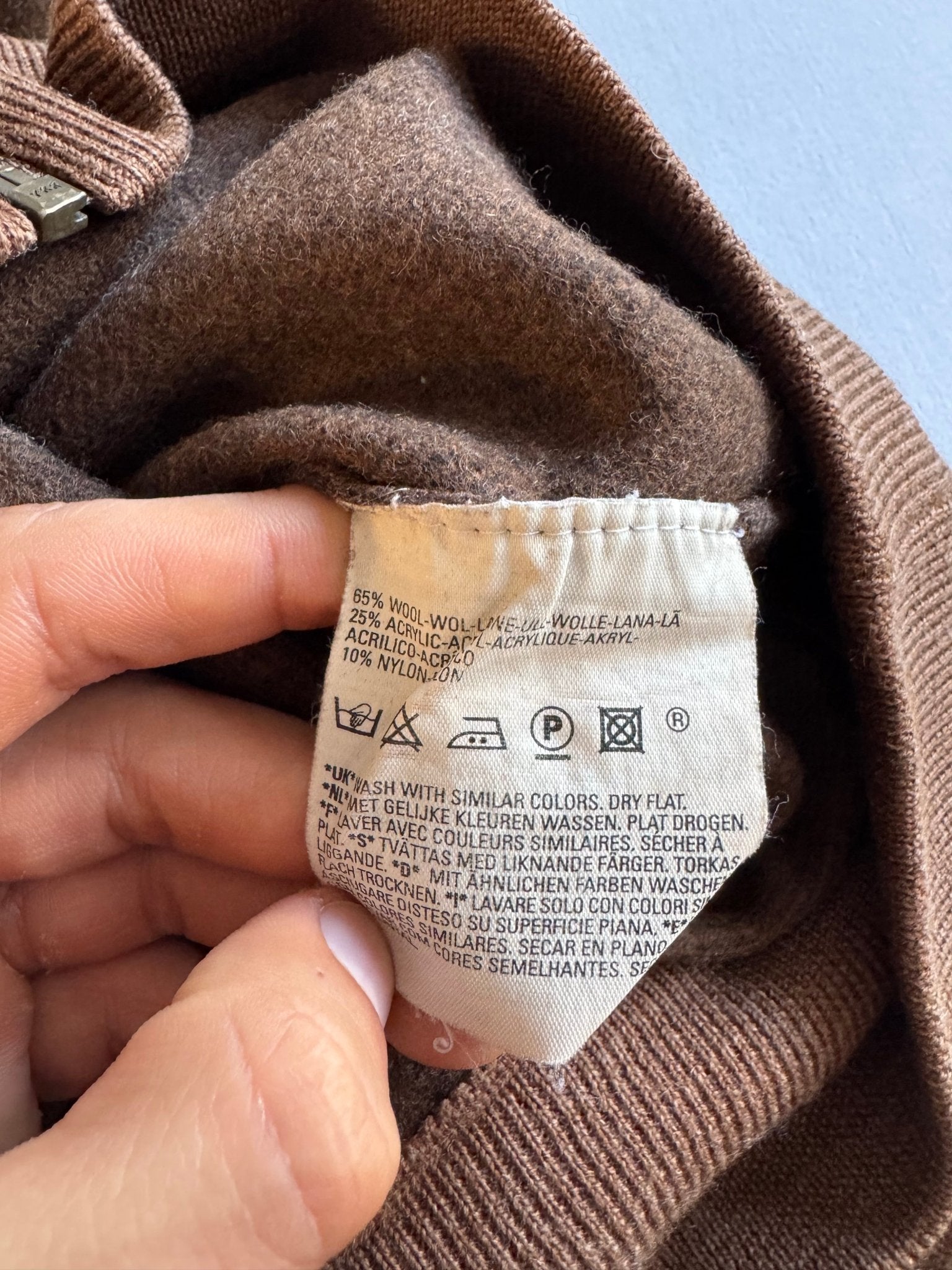🧶 Pulover Vintage Levi’s Maro cu Fermoar și Buzunar pe Piept (Mărime L Femei) - anbracaminte