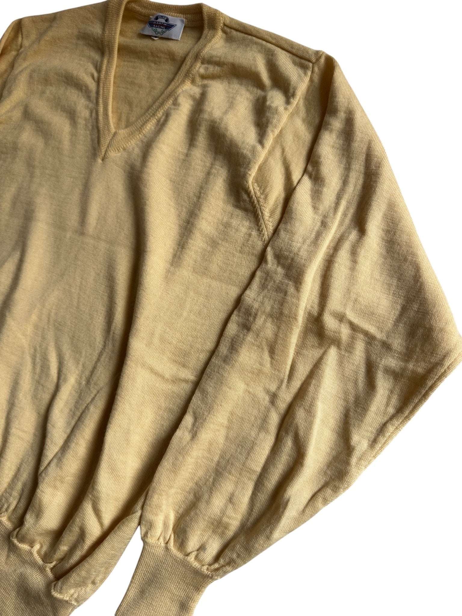 🏁 🍋 Pulover Vintage Martini Racing – Yellow V - Neck – 100% Merino Superfine – Made in Italy – Men’s S - anbracaminte