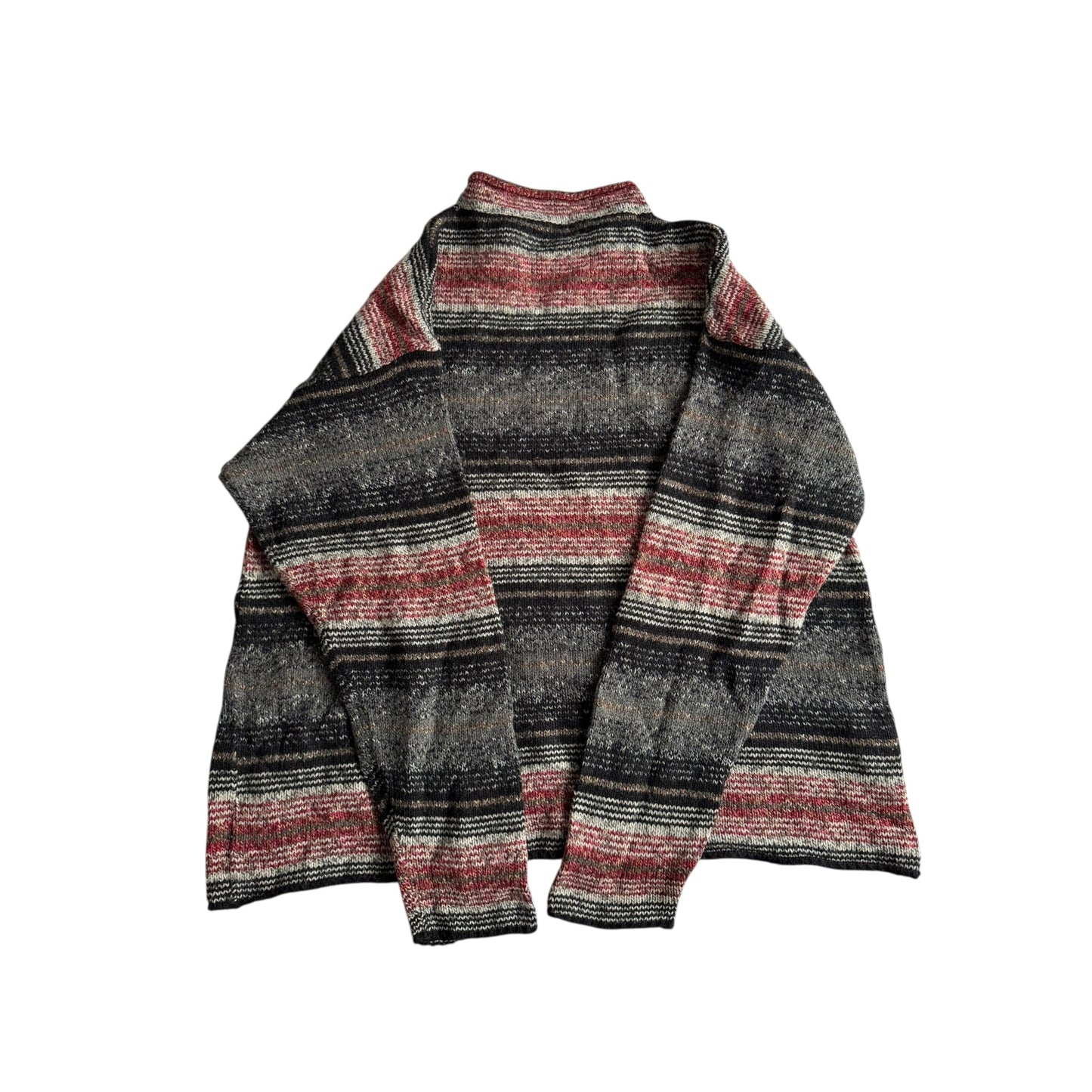 🧶 Pulover Vintage Moc Neck Texturat - Blend Lână – M Bărbați - anbracaminte