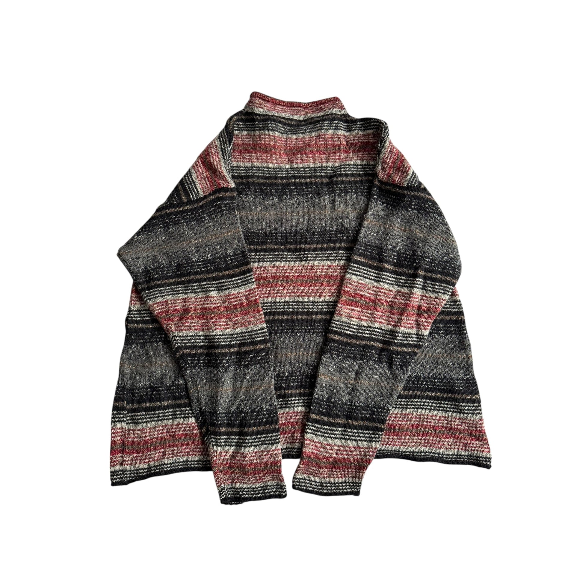 🧶 Pulover Vintage Moc Neck Texturat - Blend Lână – M Bărbați - anbracaminte
