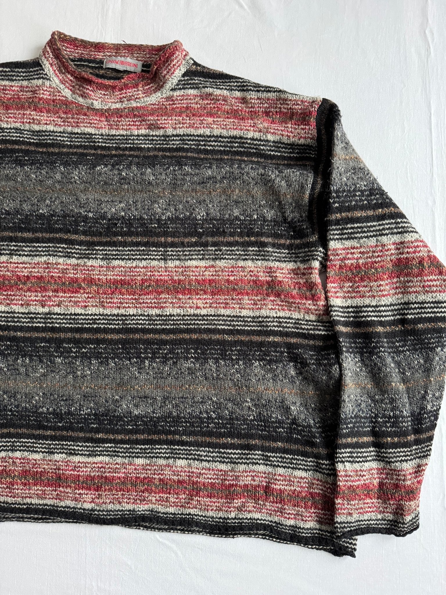 🧶 Pulover Vintage Moc Neck Texturat - Blend Lână – M Bărbați - anbracaminte
