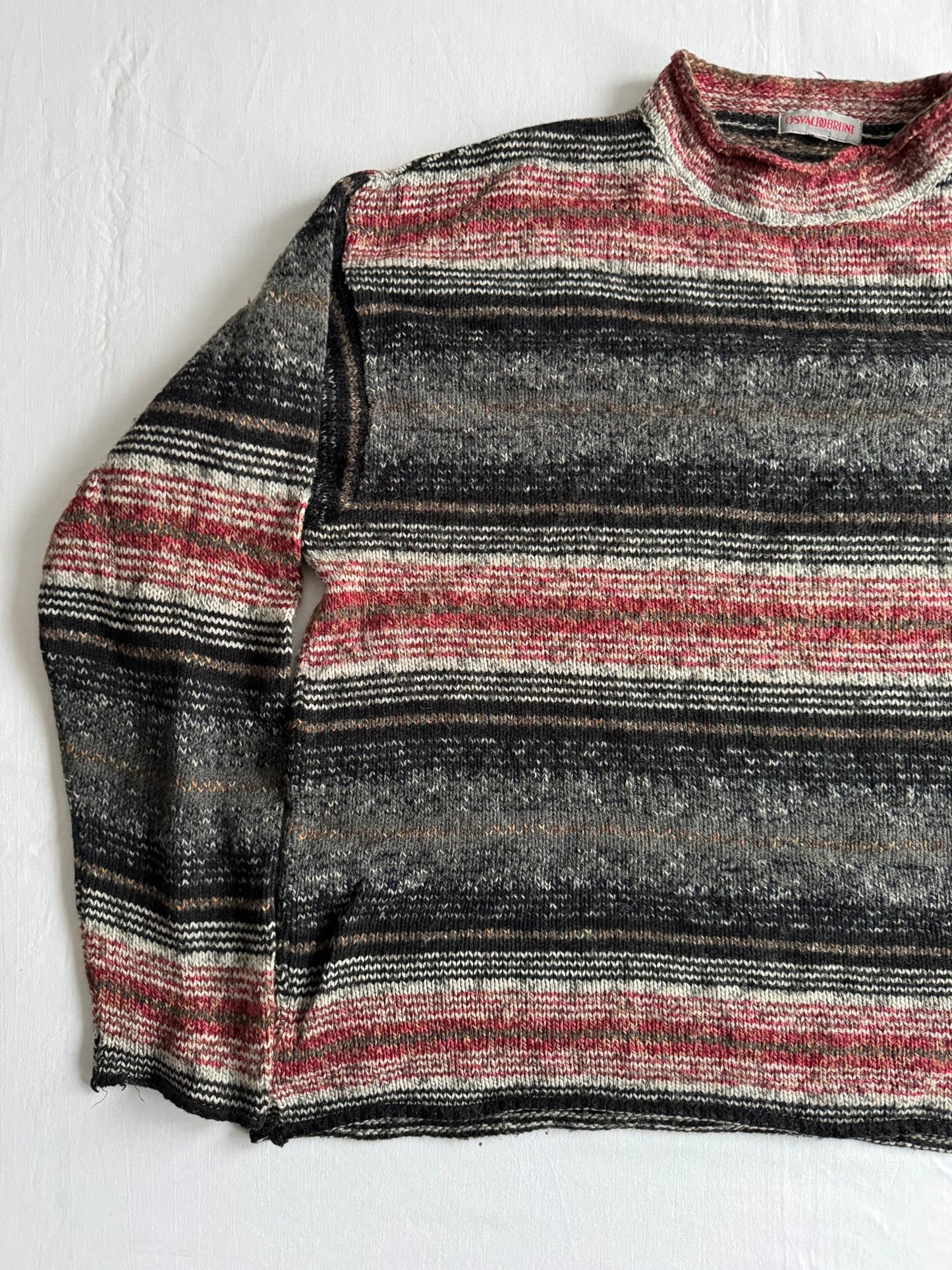 🧶 Pulover Vintage Moc Neck Texturat - Blend Lână – M Bărbați - anbracaminte