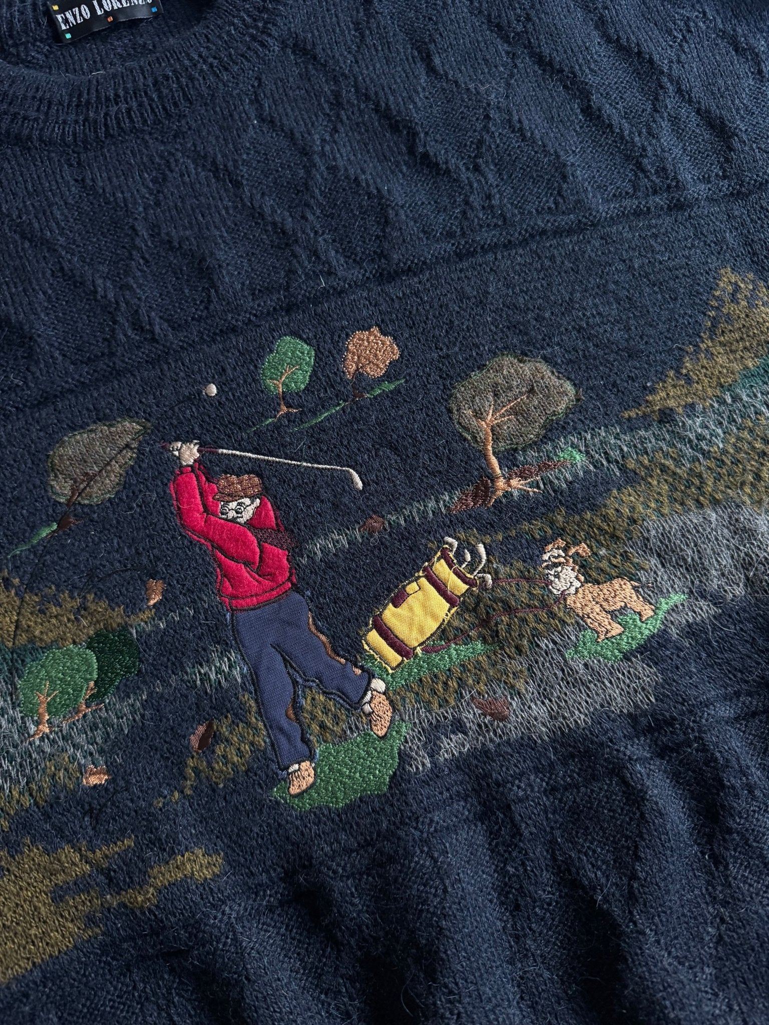 ⛳️ Pulover Vintage Navy cu broderie Golf (Mărime 52 - XL) - anbracaminte