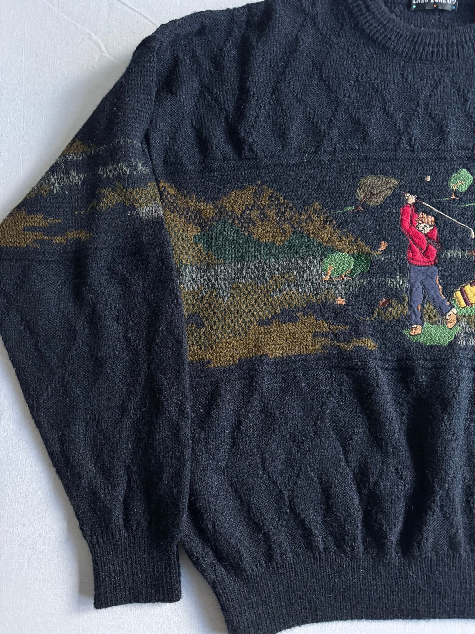⛳️ Pulover Vintage Navy cu broderie Golf (Mărime 52 - XL) - anbracaminte