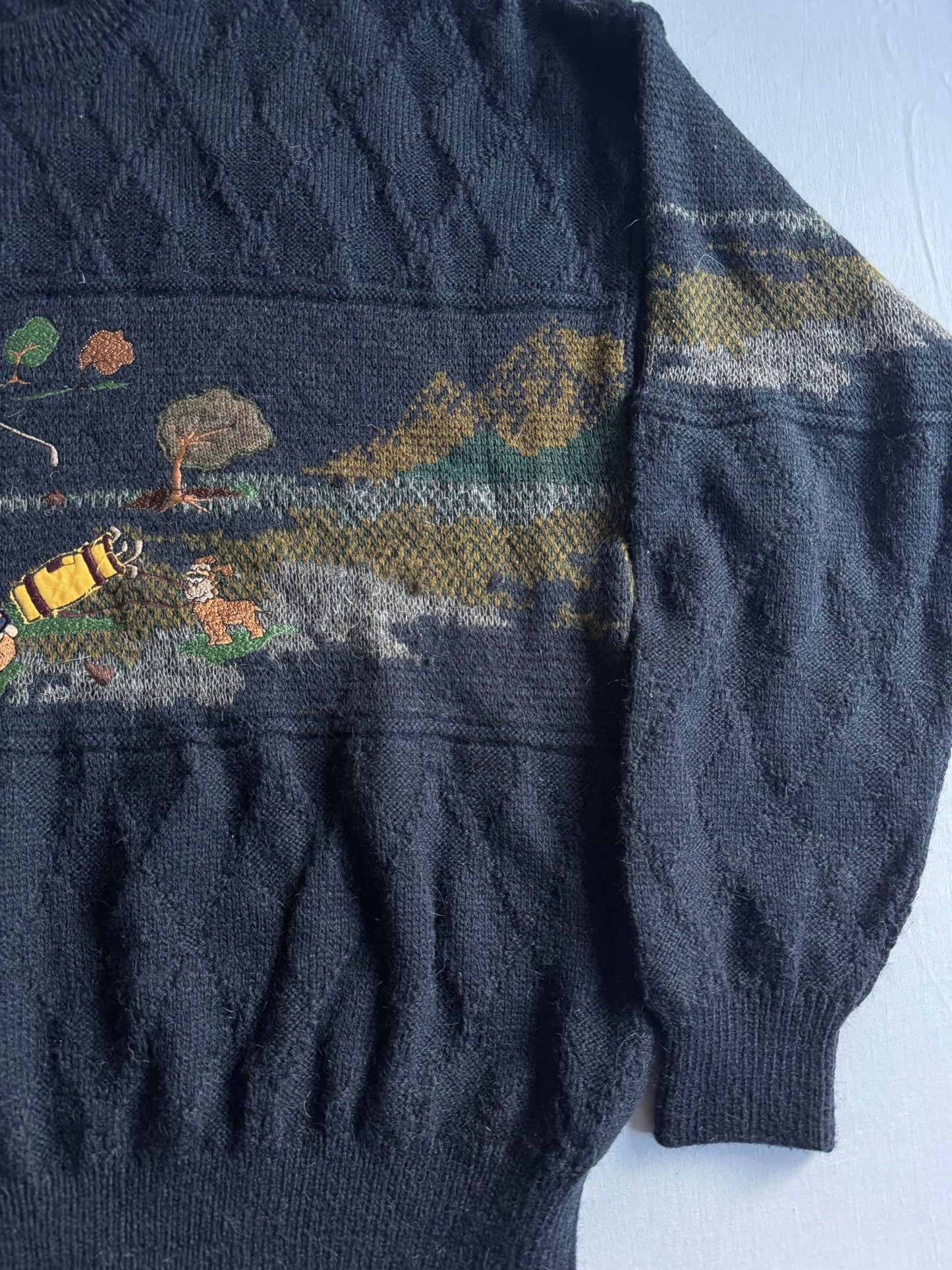 ⛳️ Pulover Vintage Navy cu broderie Golf (Mărime 52 - XL) - anbracaminte