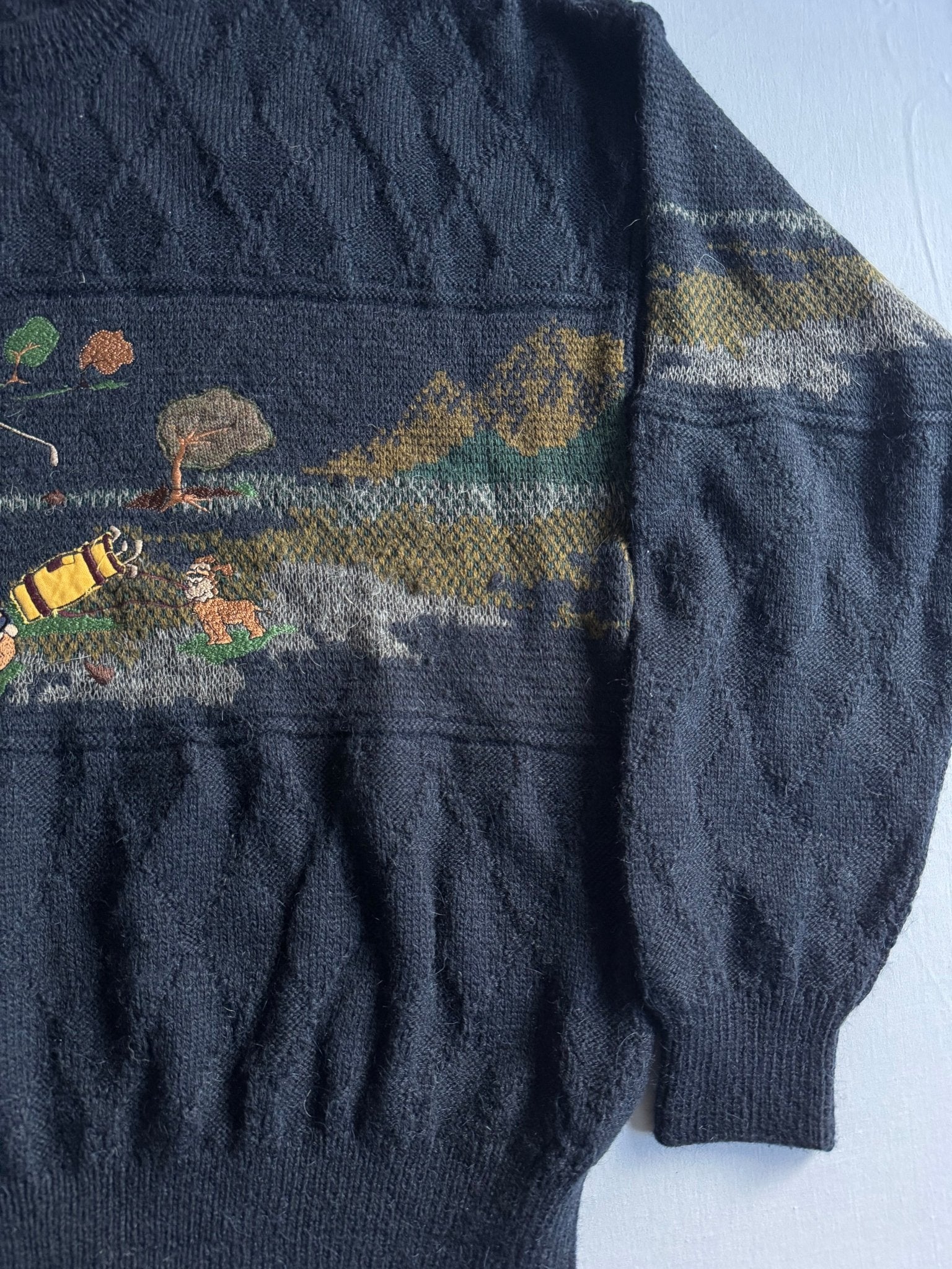 ⛳️ Pulover Vintage Navy cu broderie Golf (Mărime 52 - XL) - anbracaminte