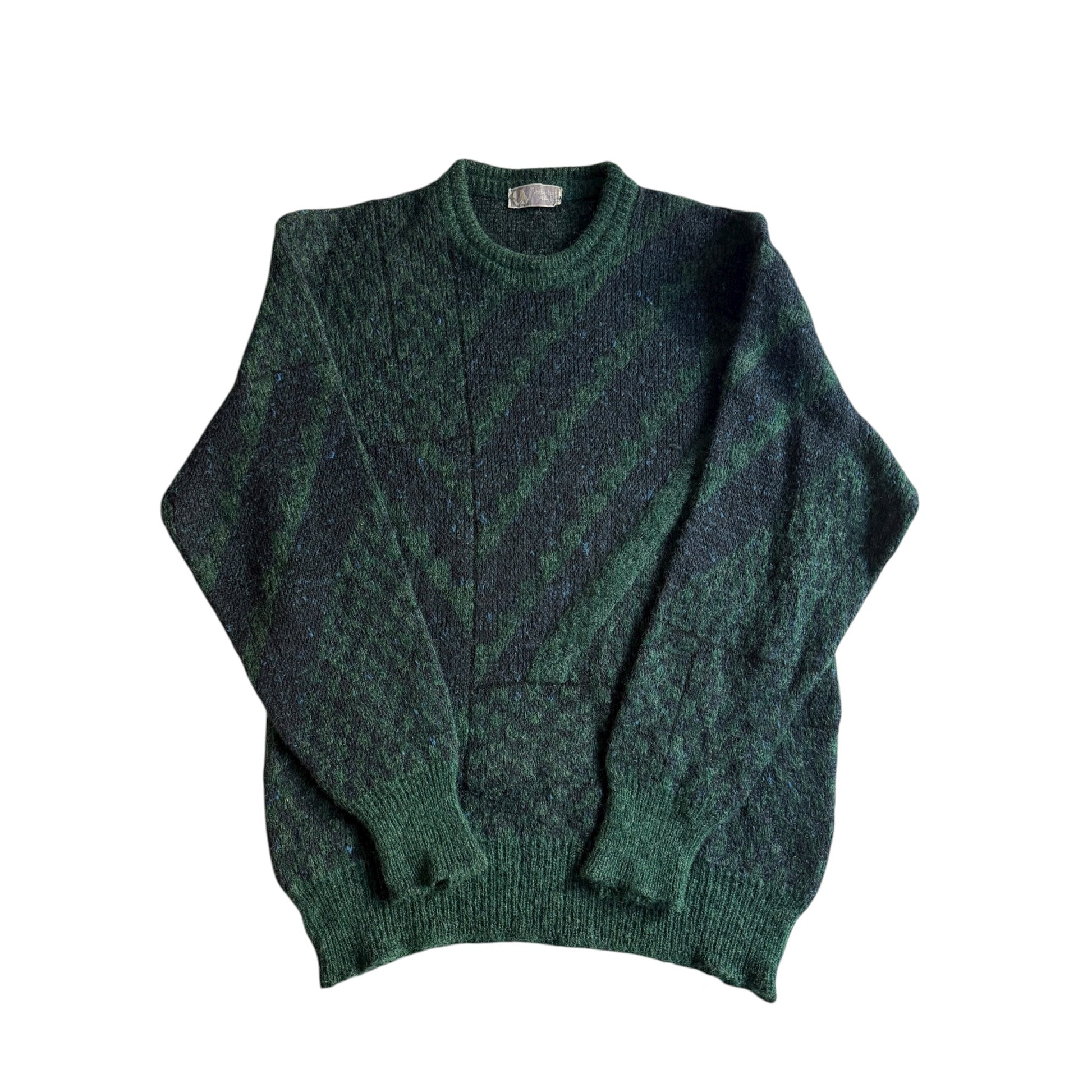 🧶 Pulover Vintage Navy & Verde / Texturat (Mărime 48 - M) - anbracaminte