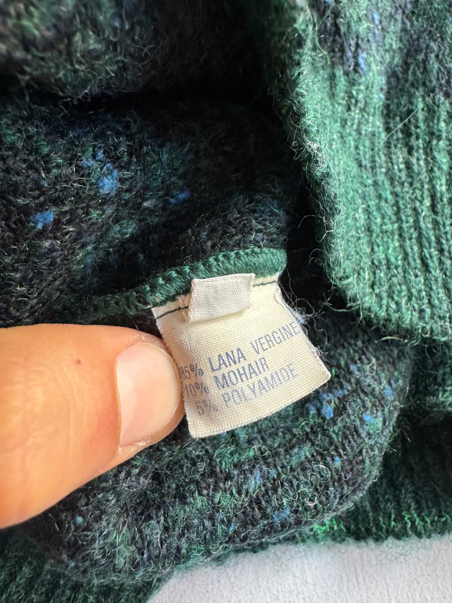 🧶 Pulover Vintage Navy & Verde / Texturat (Mărime 48 - M) - anbracaminte