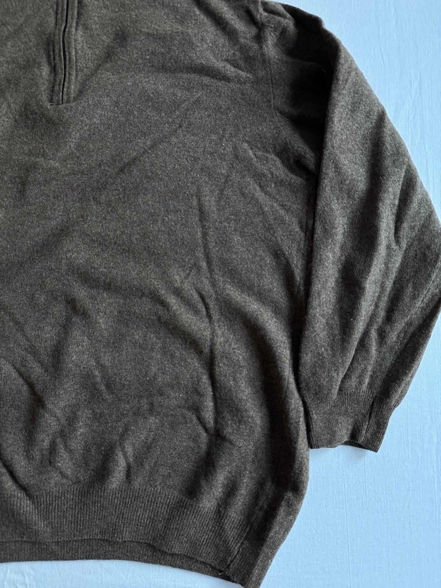 🧶 Pulover Vintage Oatmeal Brown / Quarter Zip (Mărime L) - anbracaminte