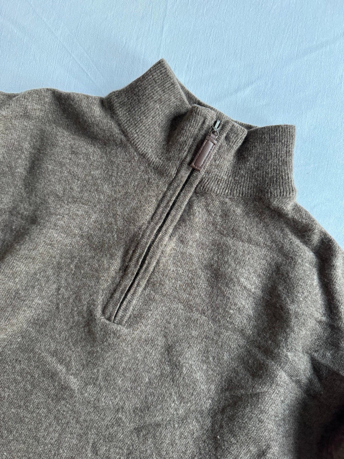 🧶 Pulover Vintage Oatmeal Brown / Quarter Zip (Mărime L) - anbracaminte
