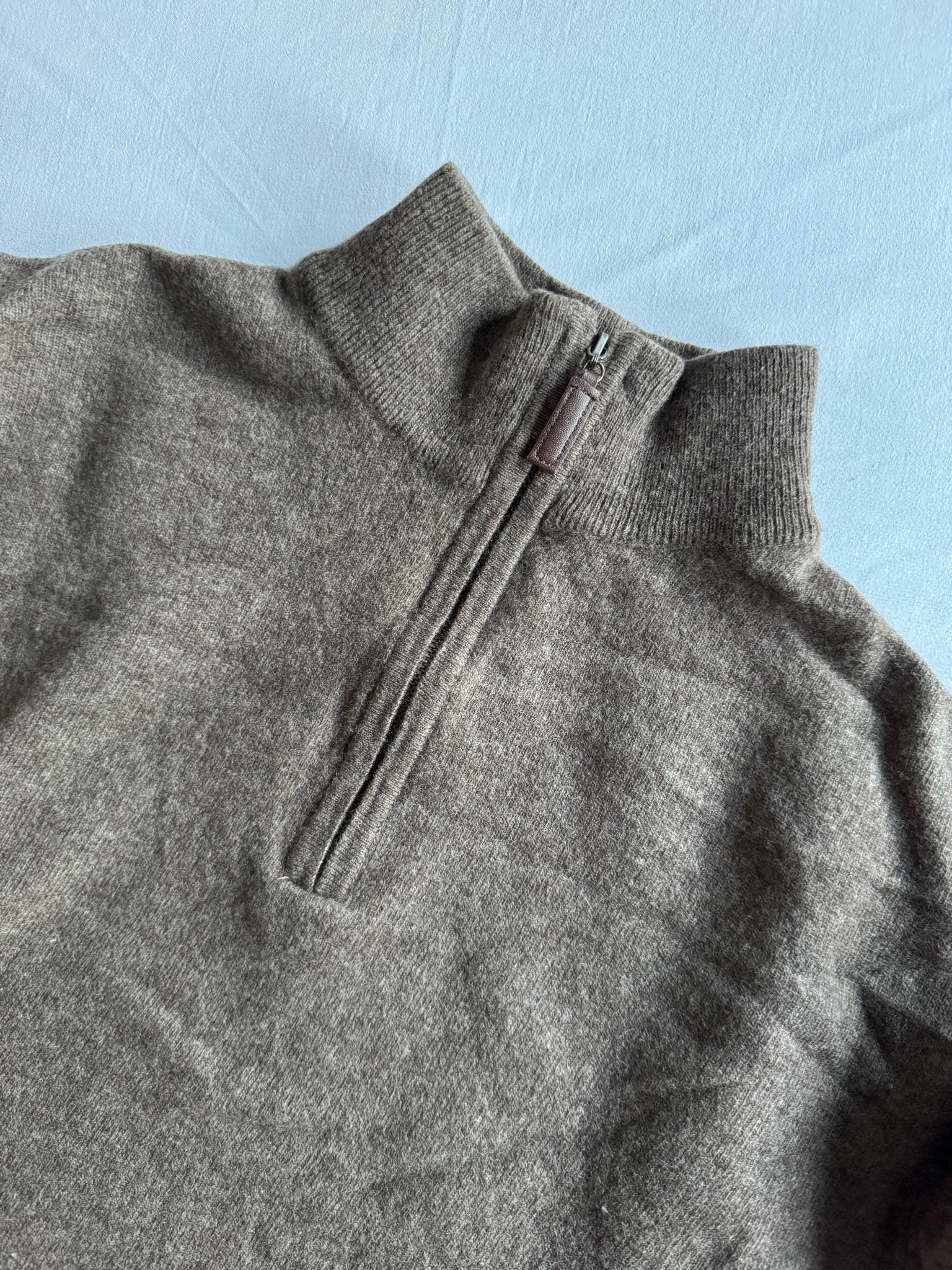 🧶 Pulover Vintage Oatmeal Brown / Quarter Zip (Mărime L) - anbracaminte