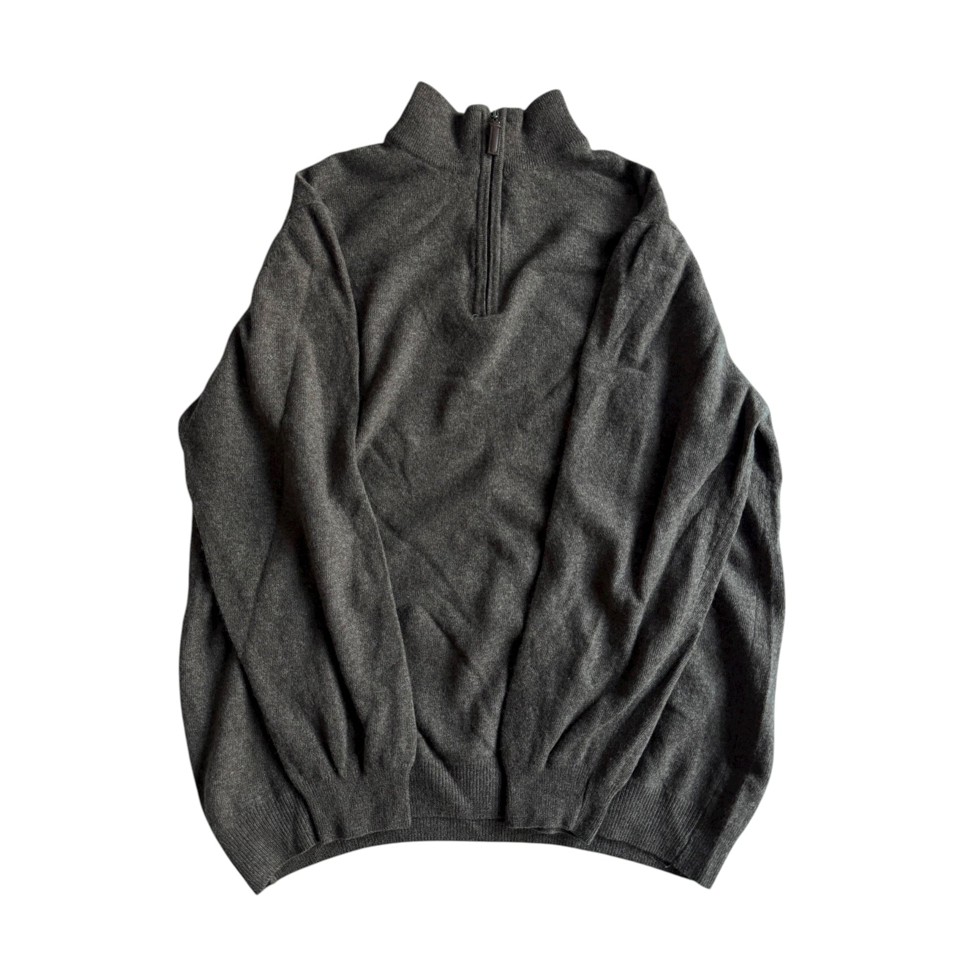 🧶 Pulover Vintage Oatmeal Brown / Quarter Zip (Mărime L) - anbracaminte