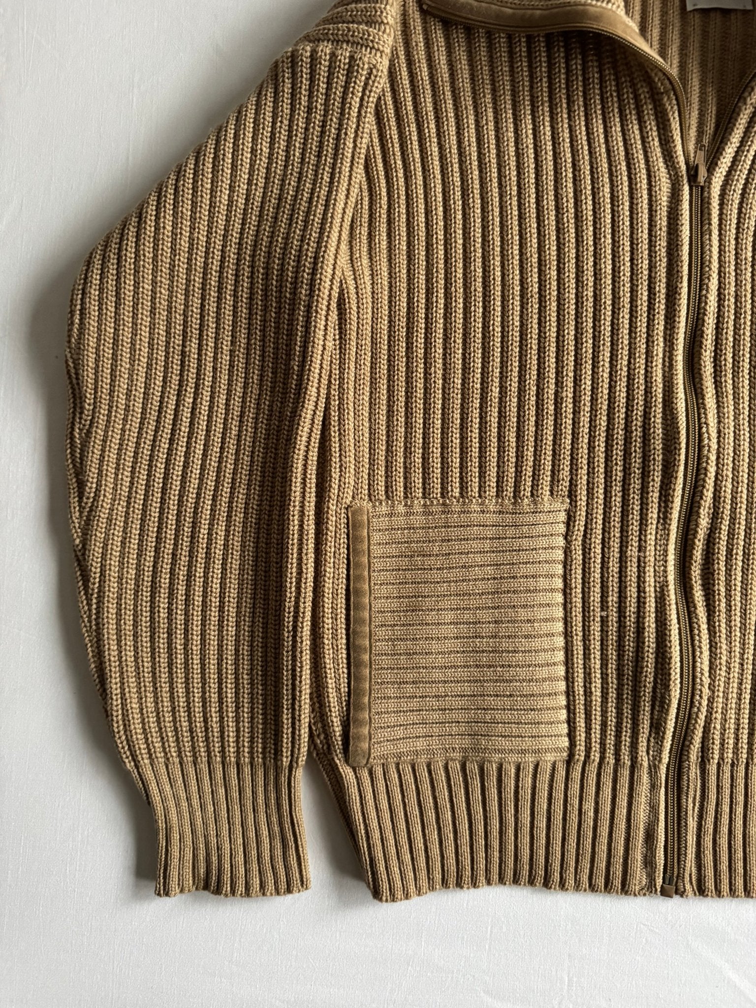 🧶 Pulover vintage oatmeal cu fermoar | mărimea M / L (50) - anbracaminte