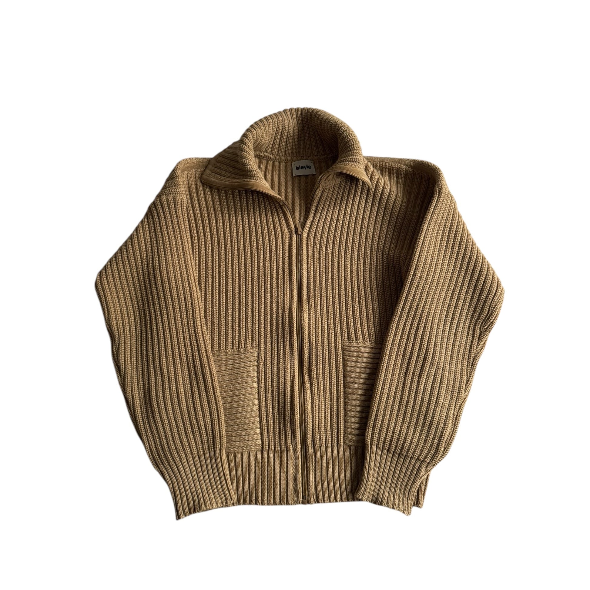🧶 Pulover vintage oatmeal cu fermoar | mărimea M / L (50) - anbracaminte