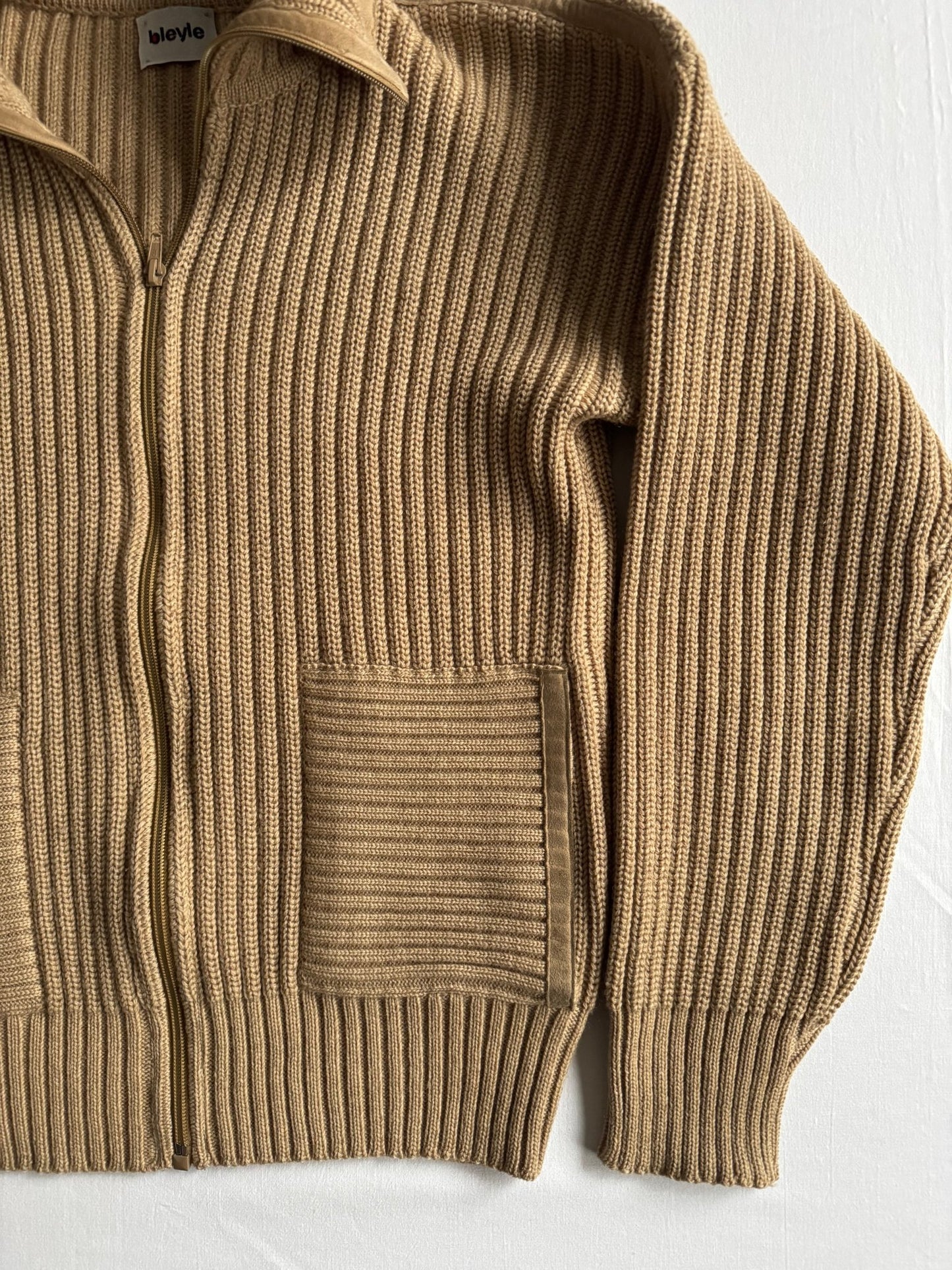 🧶 Pulover vintage oatmeal cu fermoar | mărimea M / L (50) - anbracaminte