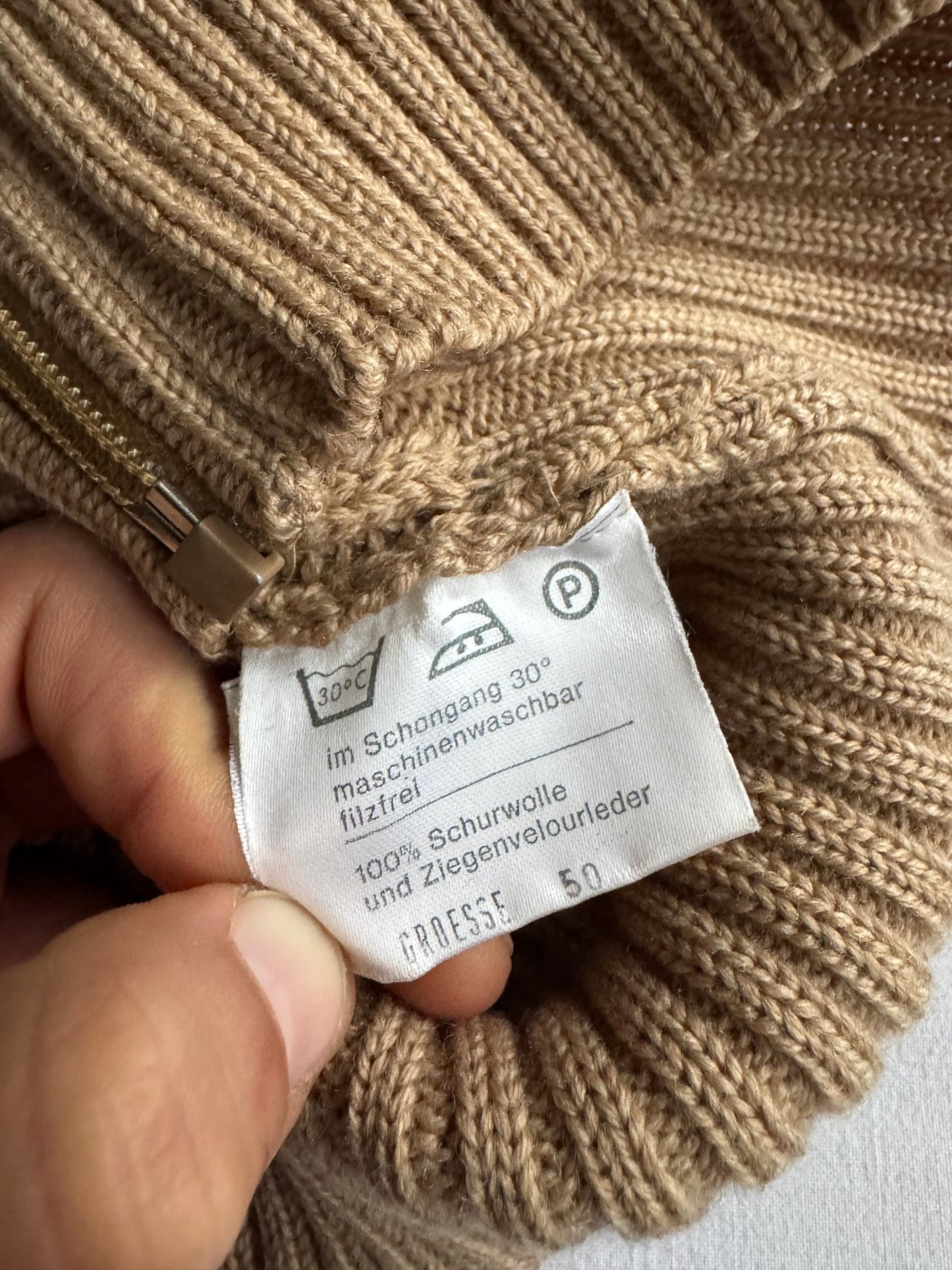 🧶 Pulover vintage oatmeal cu fermoar | mărimea M / L (50) - anbracaminte