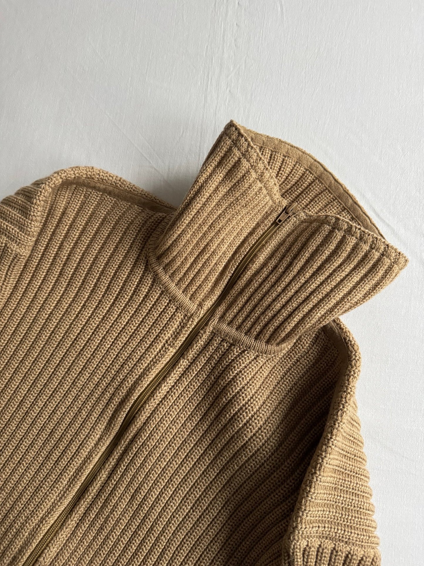 🧶 Pulover vintage oatmeal cu fermoar | mărimea M / L (50) - anbracaminte