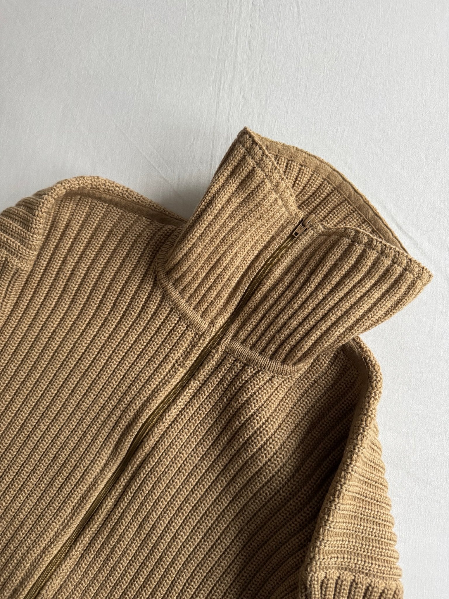 🧶 Pulover vintage oatmeal cu fermoar | mărimea M / L (50) - anbracaminte