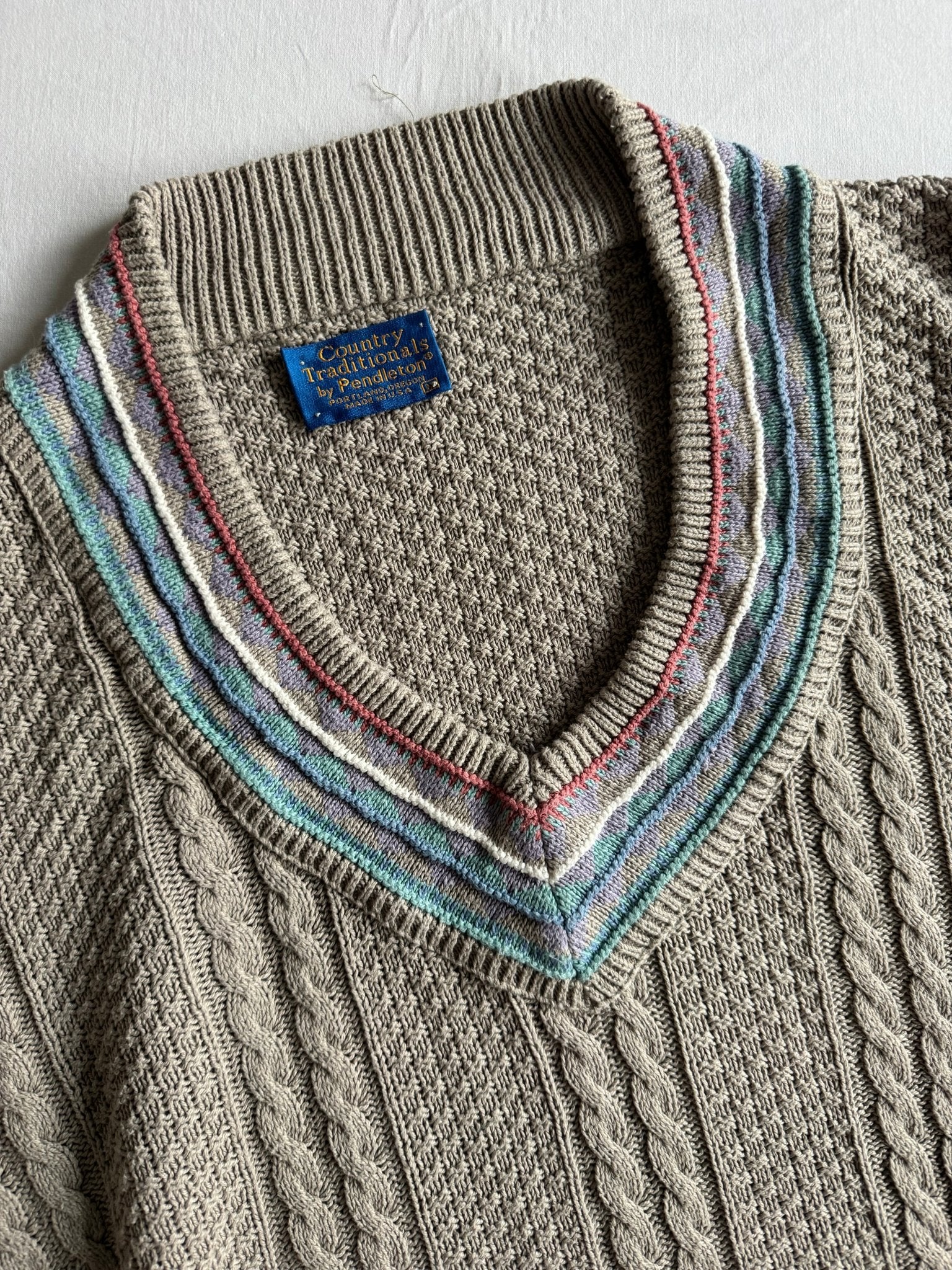 🧶 Pulover Vintage Pendleton Deep V - Neck – M Bărbați - anbracaminte