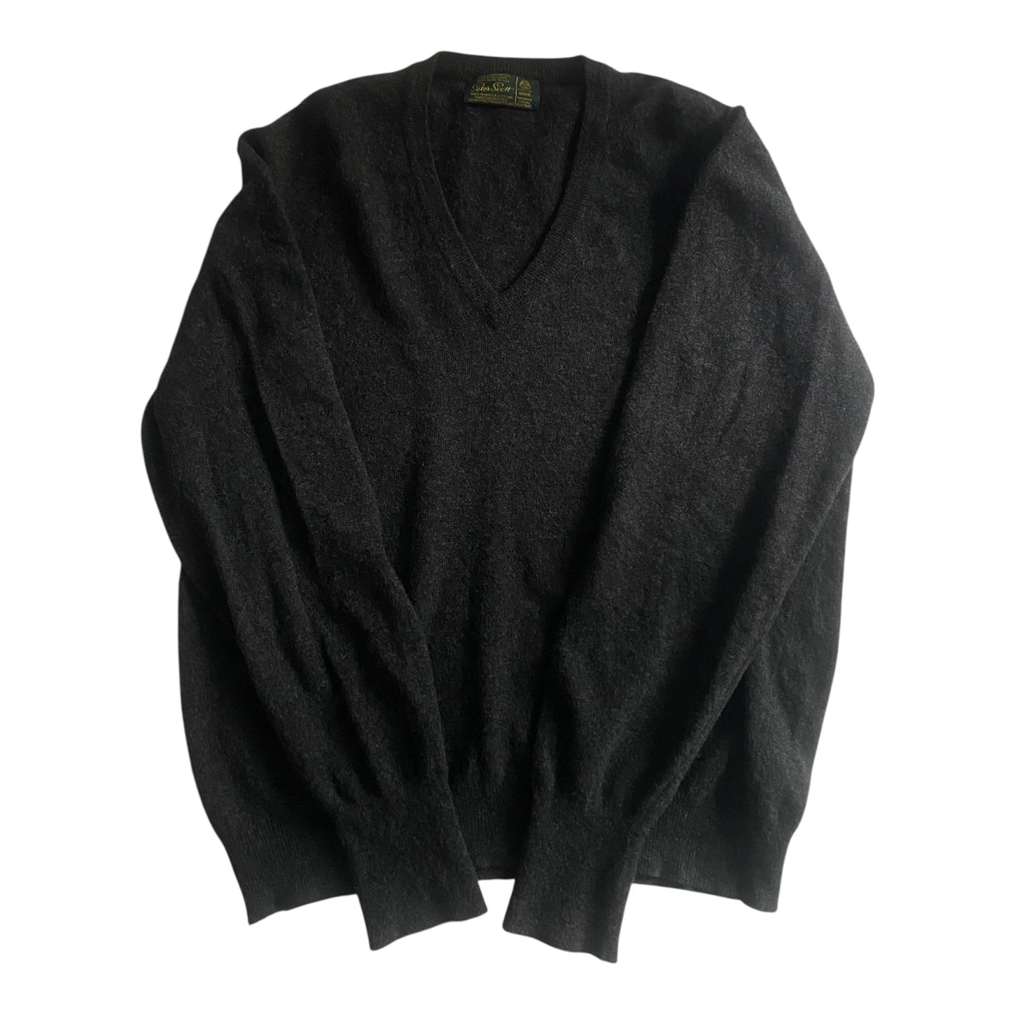 Pulover Vintage Peter Scott – Dark Grey V - Neck – 100% Lână Virgină – Made in Scotland – UK 42 - anbracaminte