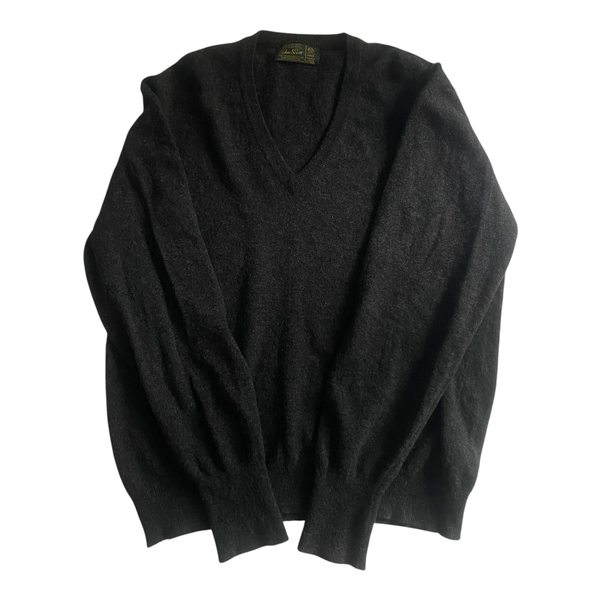 Pulover Vintage Peter Scott – Dark Grey V - Neck – 100% Lână Virgină – Made in Scotland – UK 42 - anbracaminte