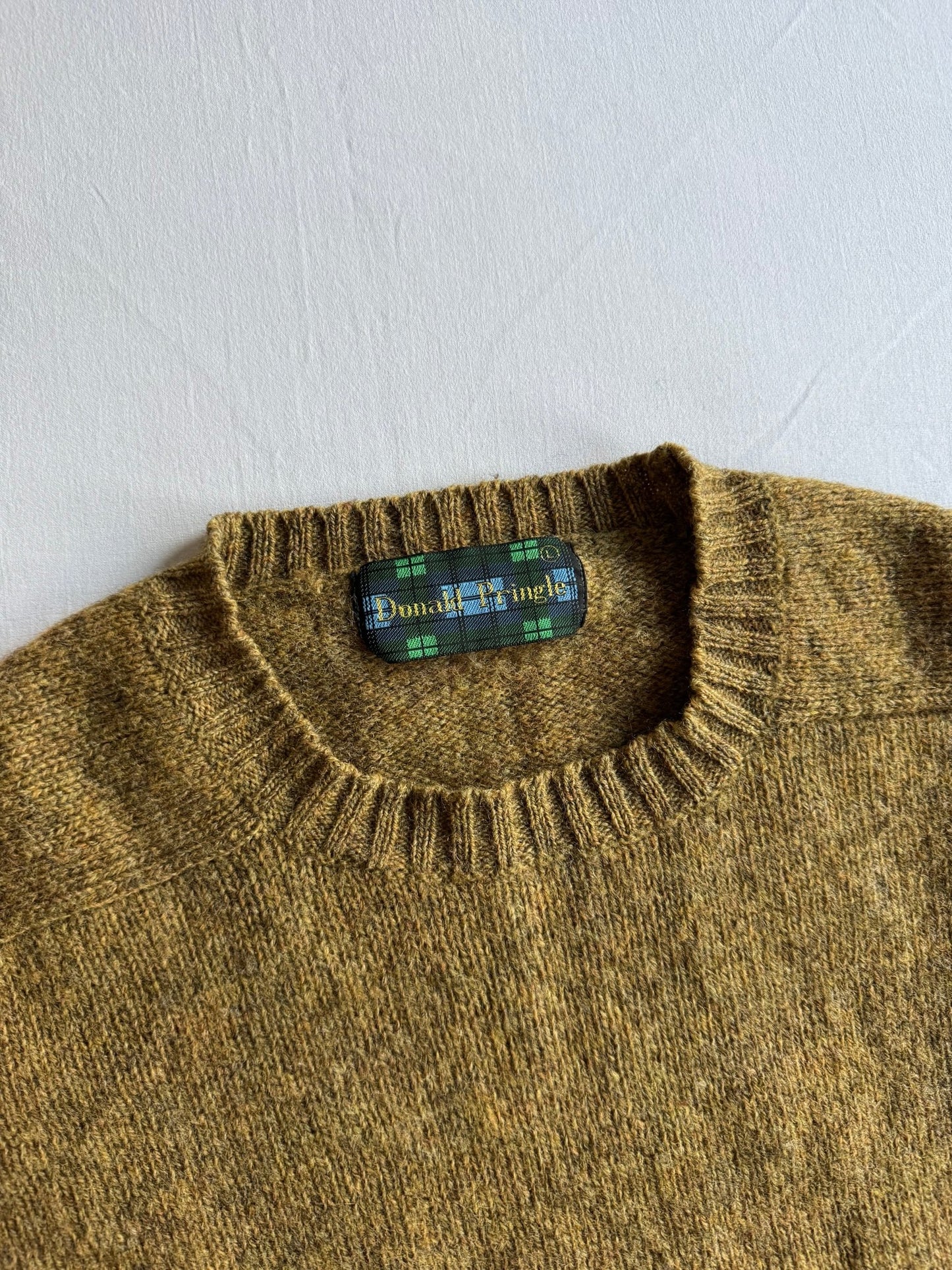 🧶 Pulover Vintage Pringle Muștar Închis / Tricot Clasic din Lână (Mărime L) - anbracaminte