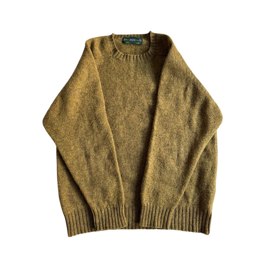 🧶 Pulover Vintage Pringle Muștar Închis / Tricot Clasic din Lână (Mărime L) - anbracaminte