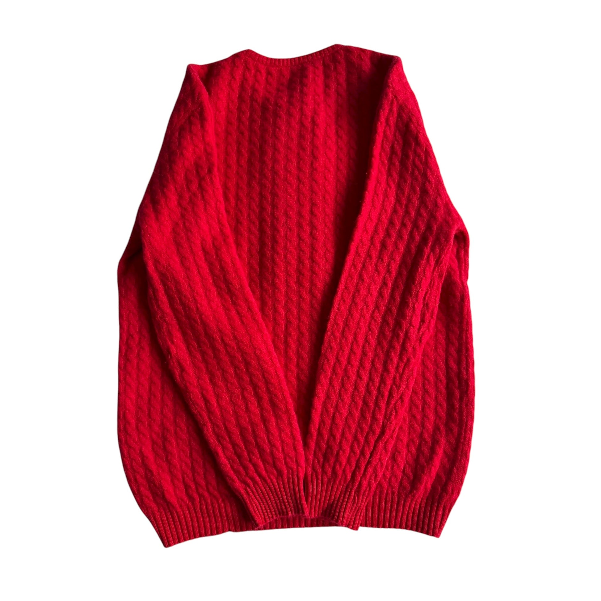 🧶 Pulover Vintage Roșu Cable Knit / Mărime 46 (S) - anbracaminte