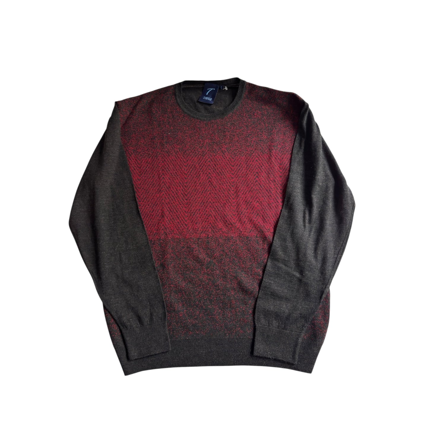 Pulover Vintage Roșu cu Negru – Imprimeu Grafic – Mărime L - anbracaminte