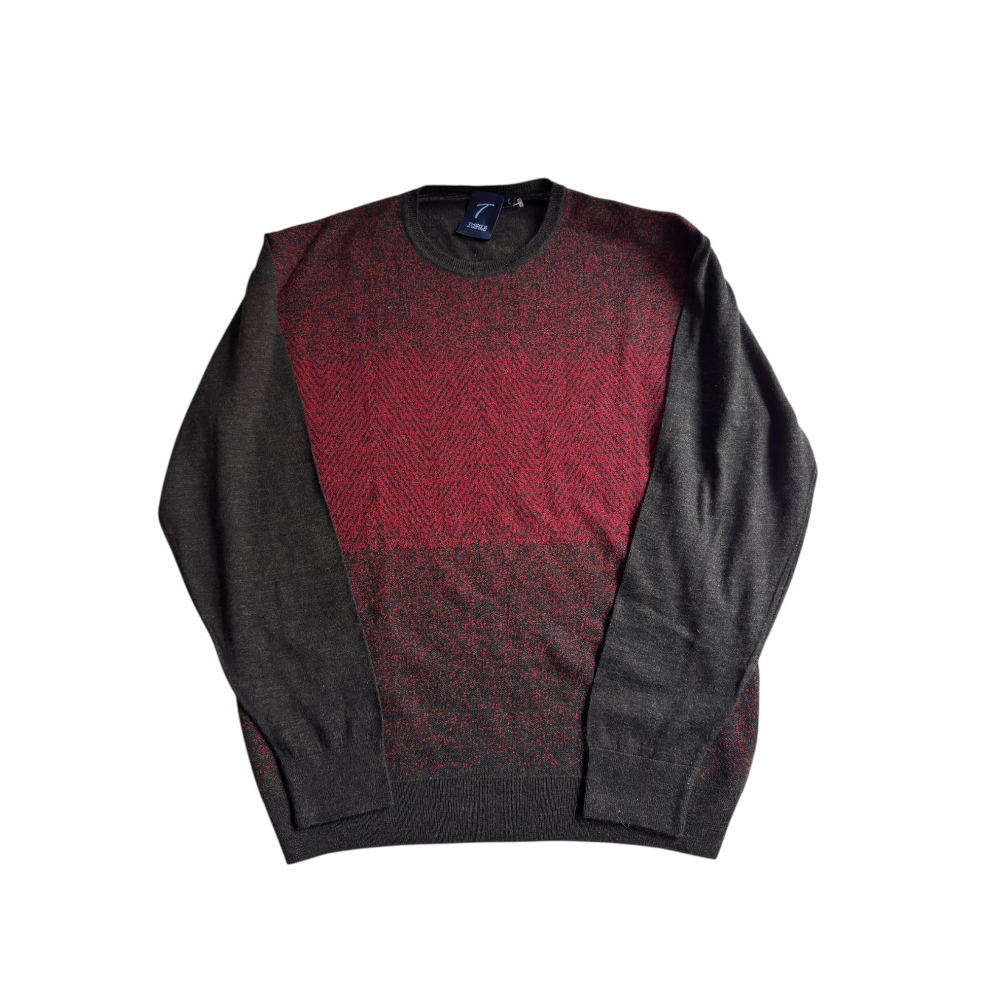Pulover Vintage Roșu cu Negru – Imprimeu Grafic – Mărime L - anbracaminte