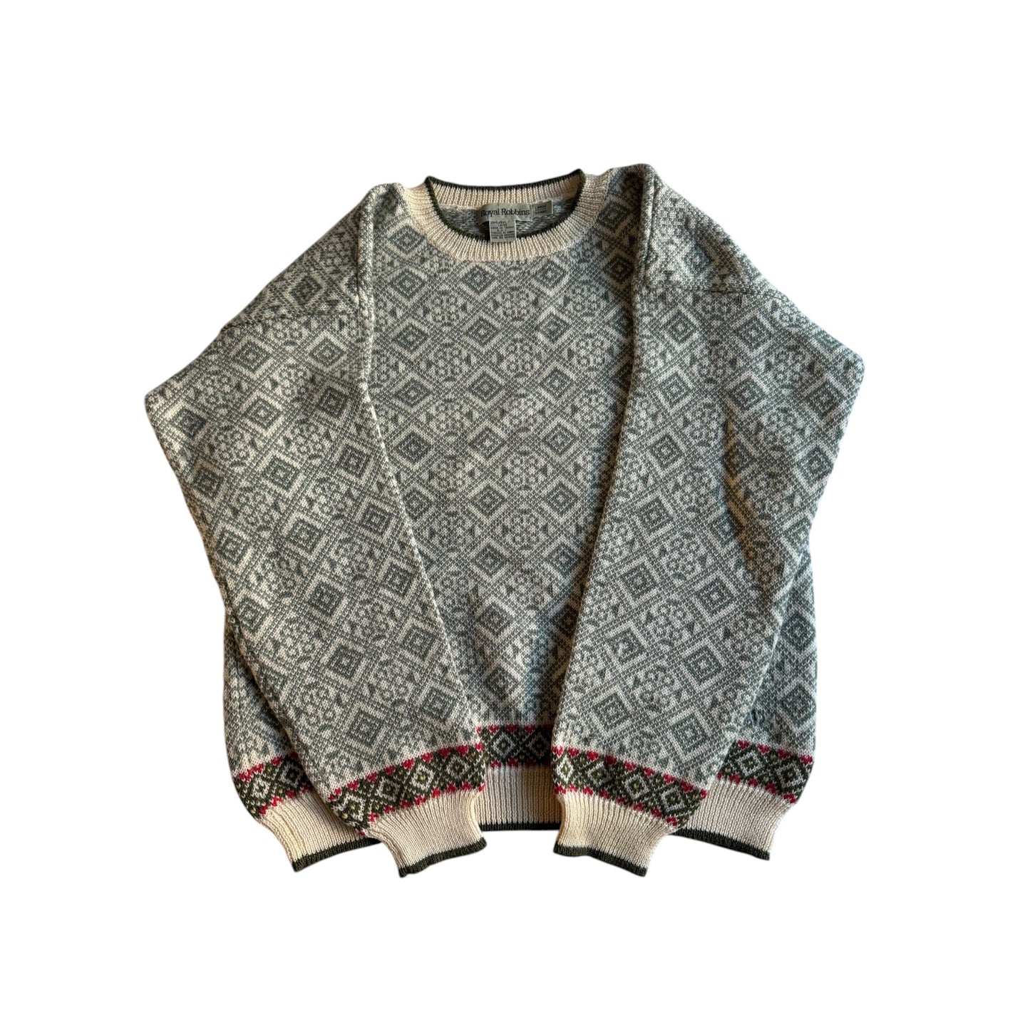 🧶 Pulover Vintage Royal Robbins cu Model / Tricot din Lână (Mărime L - Potrivit M) - anbracaminte