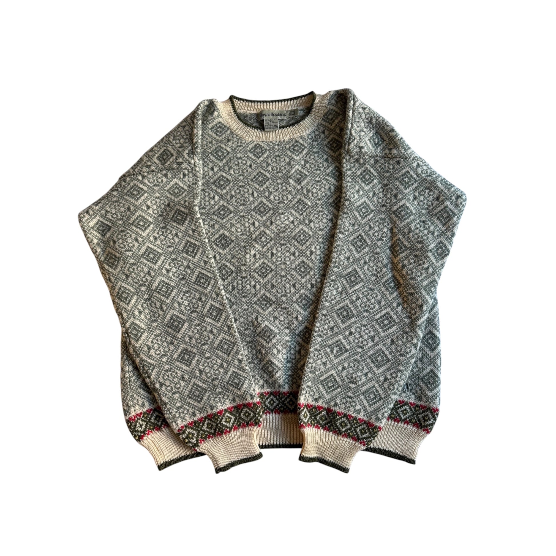 🧶 Pulover Vintage Royal Robbins cu Model / Tricot din Lână (Mărime L - Potrivit M) - anbracaminte