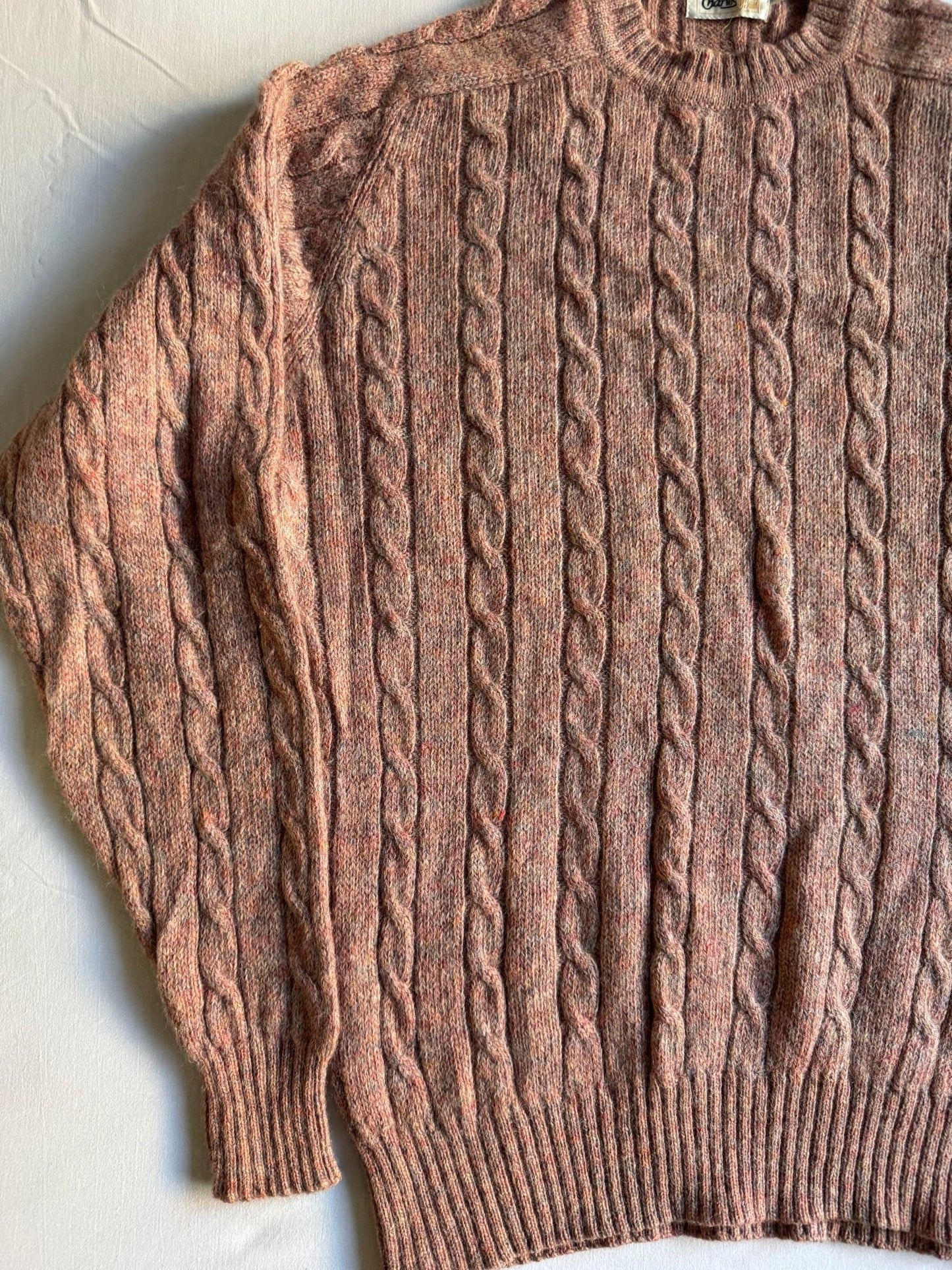 🧶 Pulover Vintage Roz Piersică / Tricot Torsadat (Mărime 52 - XL) - anbracaminte