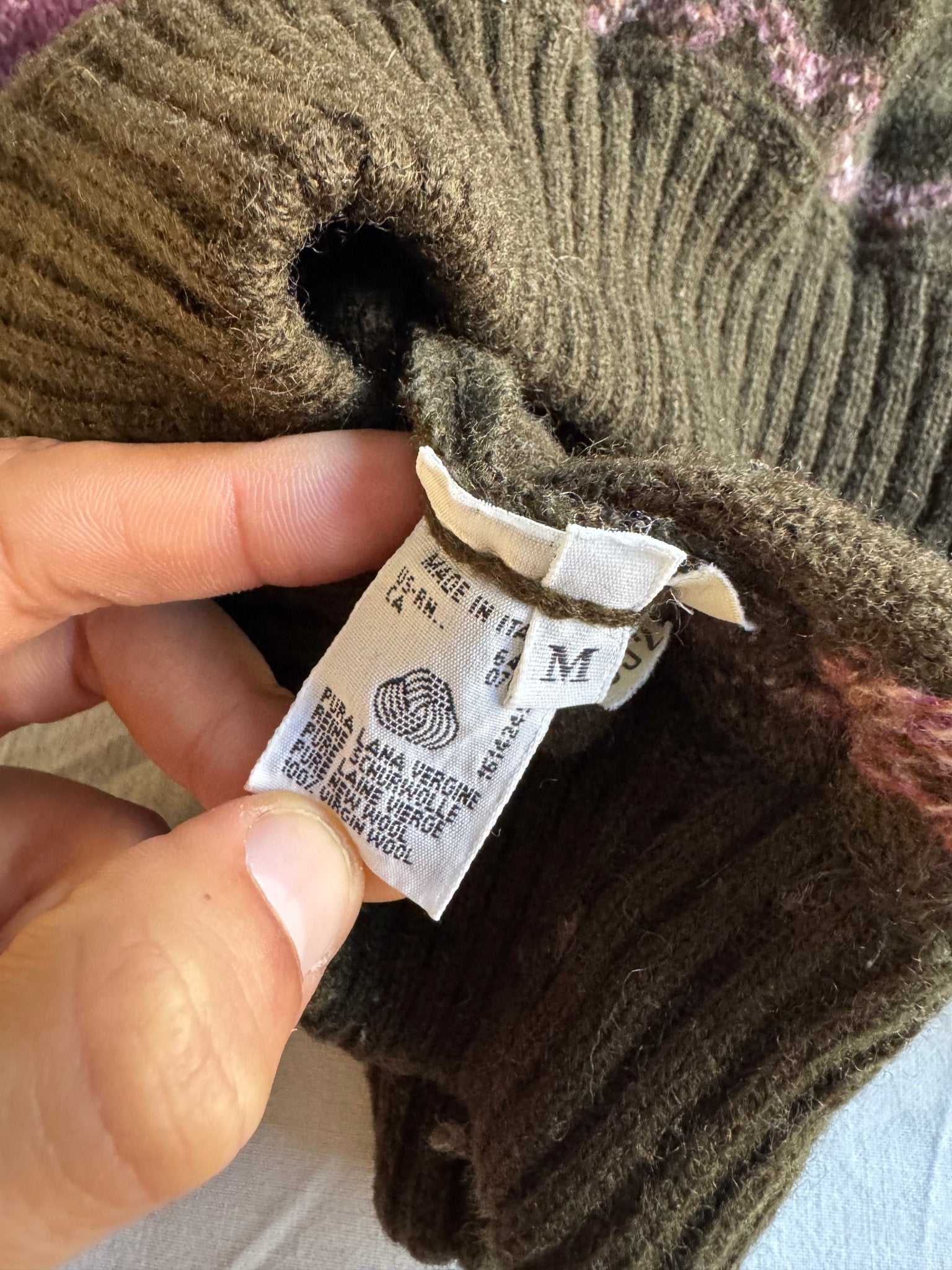 🧶 Pulover Vintage Sisley cu Model Etno / Lână Pură (Mărime M) - anbracaminte
