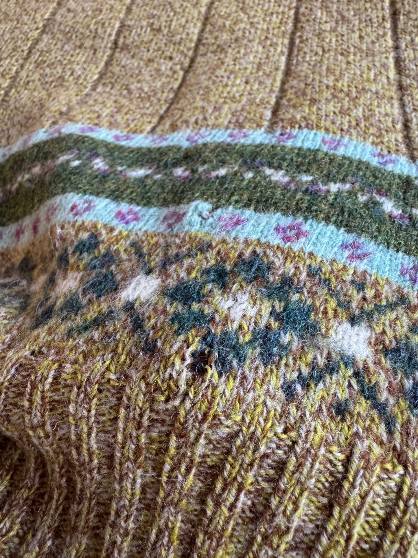 🧶 Pulover Vintage Sisley Verde în V cu Model (Mărime M Bărbați) - anbracaminte