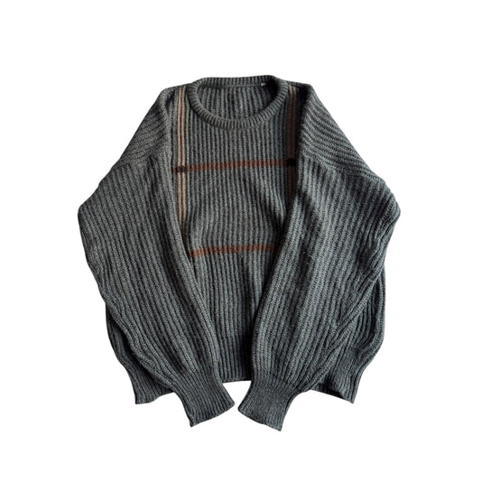 🧶 Pulover Vintage Texturat cu Model Geometric / Tricot Italian (Mărime 48 - M) - anbracaminte